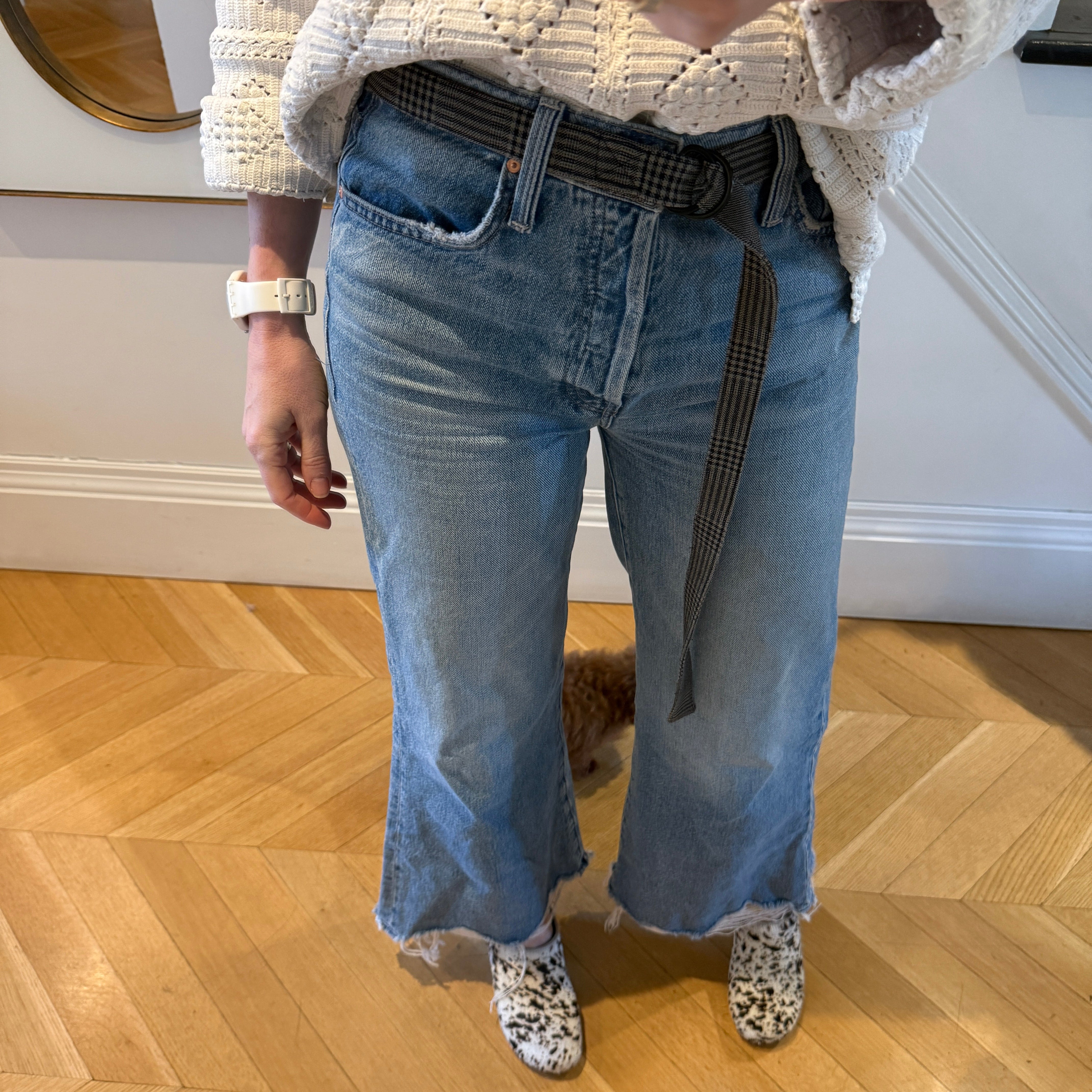 The Salvaged Belt in Black & Tan Plaid