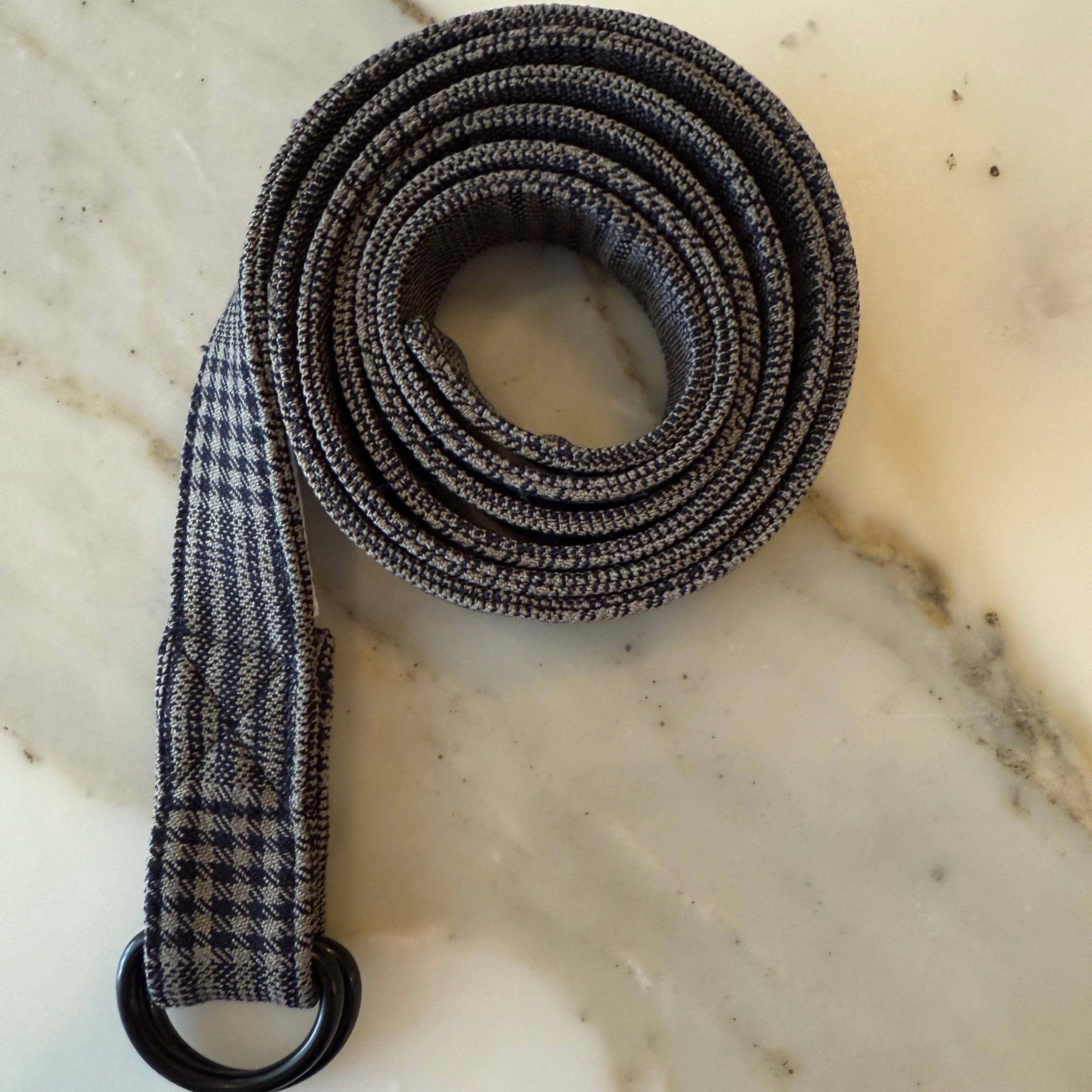 The Salvaged Belt in Black & Tan Plaid