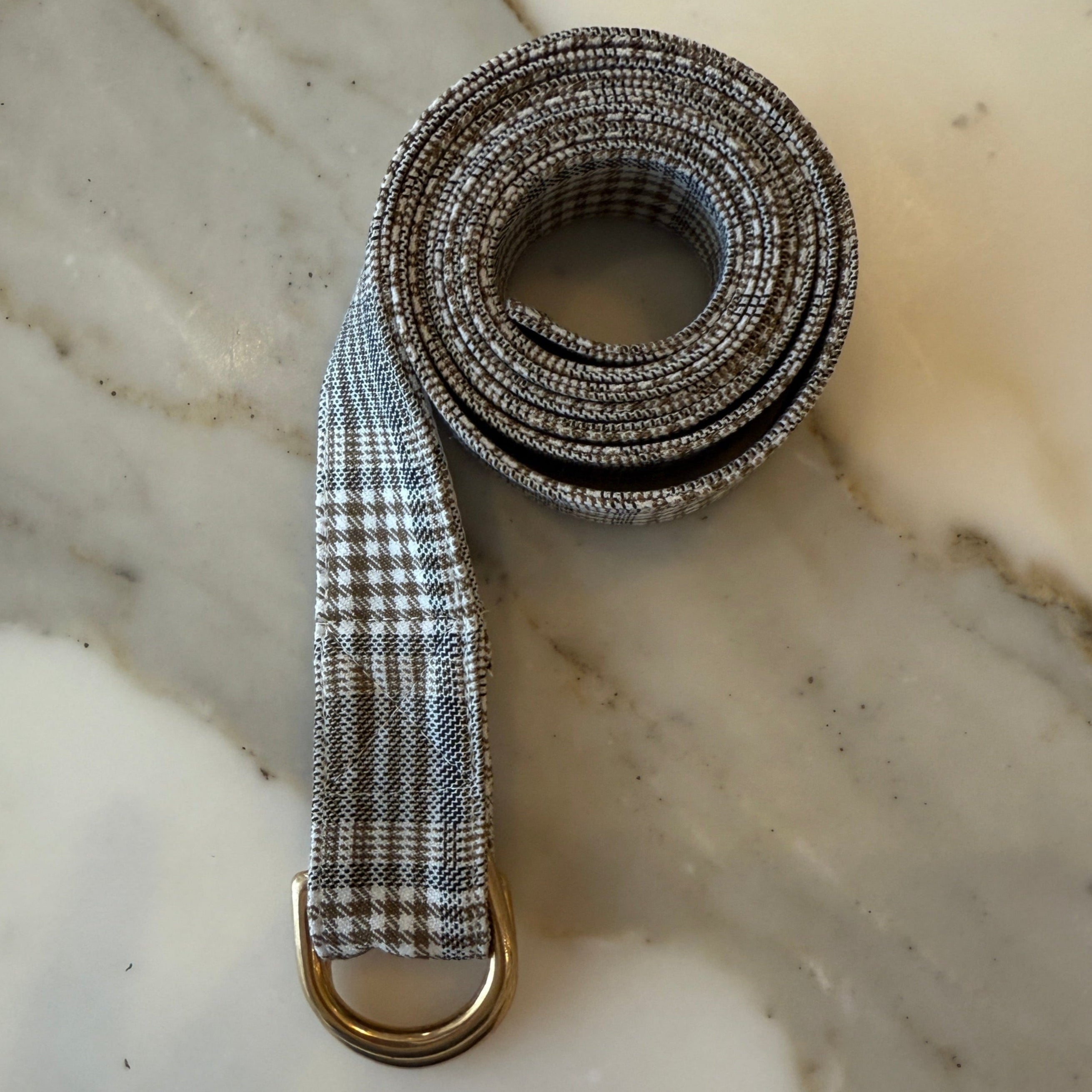 The Salvaged Belt in Cream Plaid