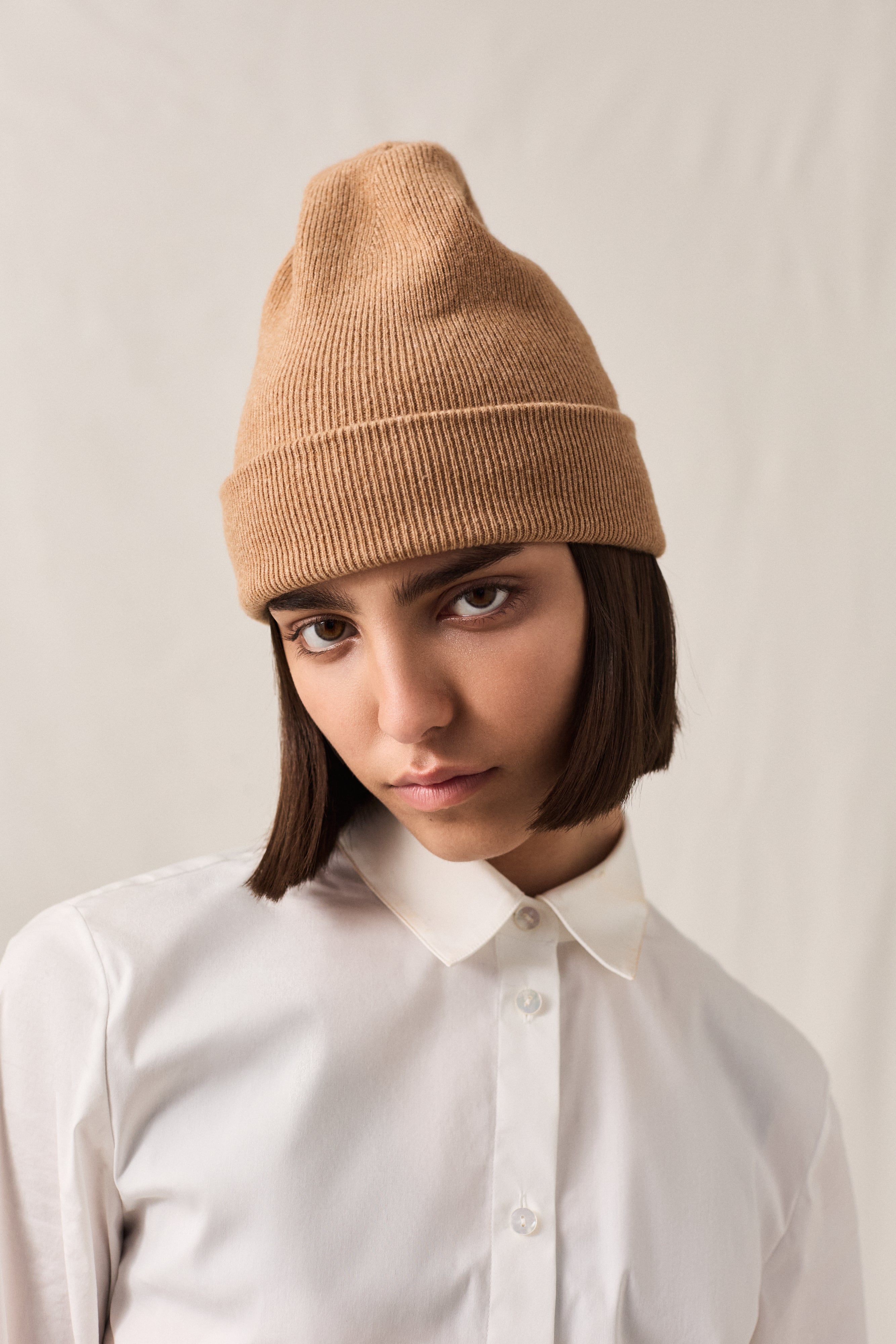 Cashmere Fine Rib Toque Tobacco Mix