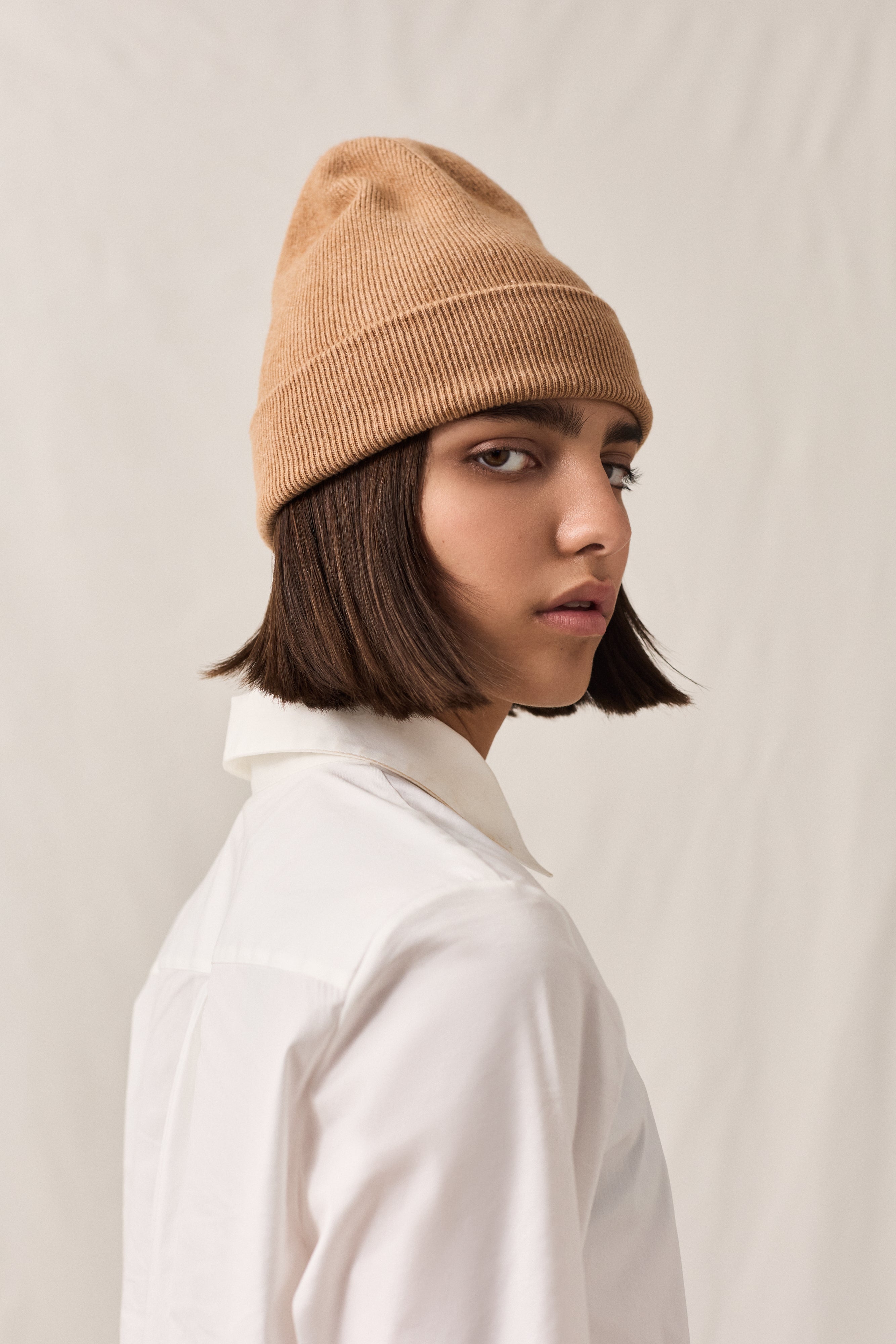 Cashmere Fine Rib Toque Tobacco Mix