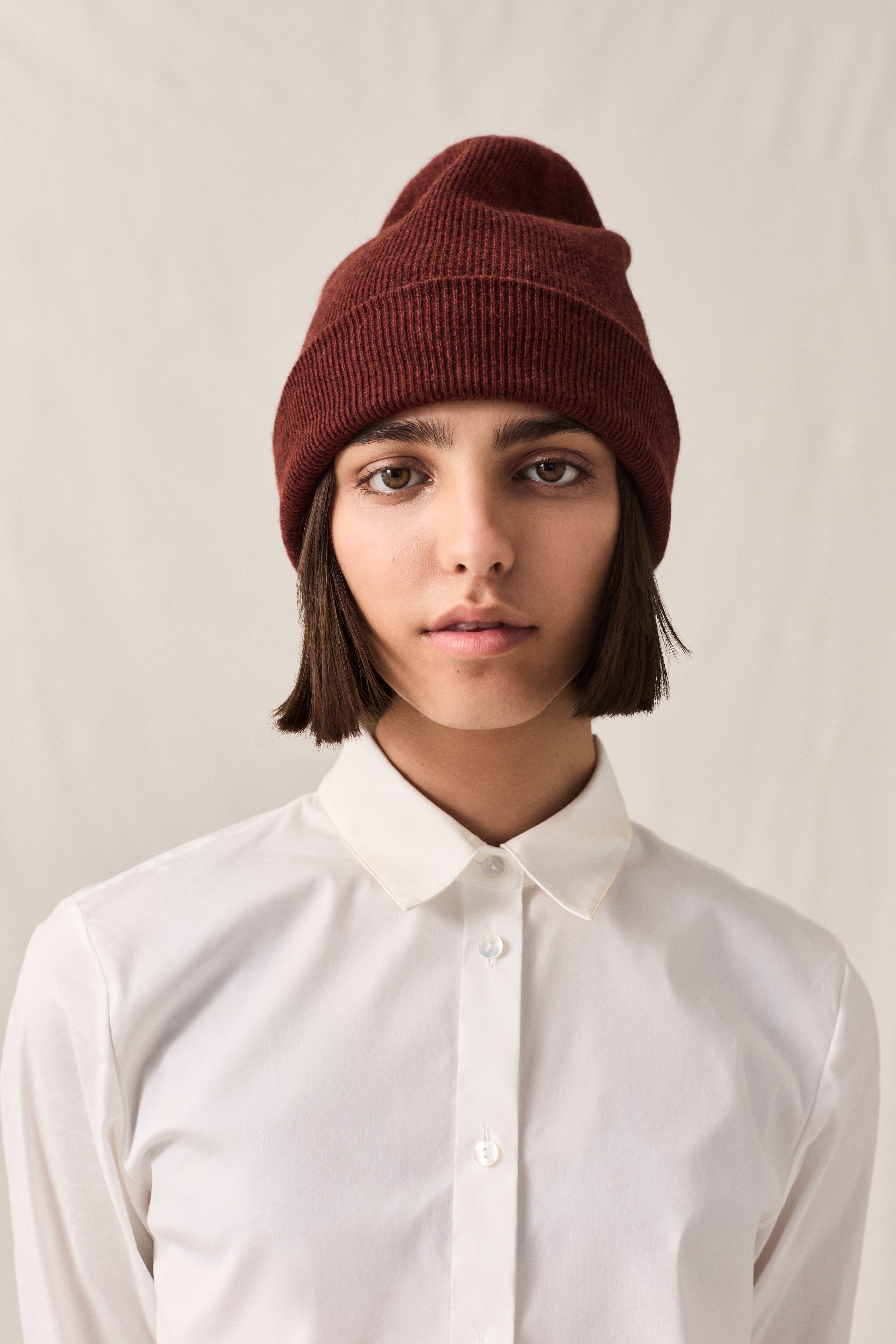 Cashmere Fine Rib Toque Brick