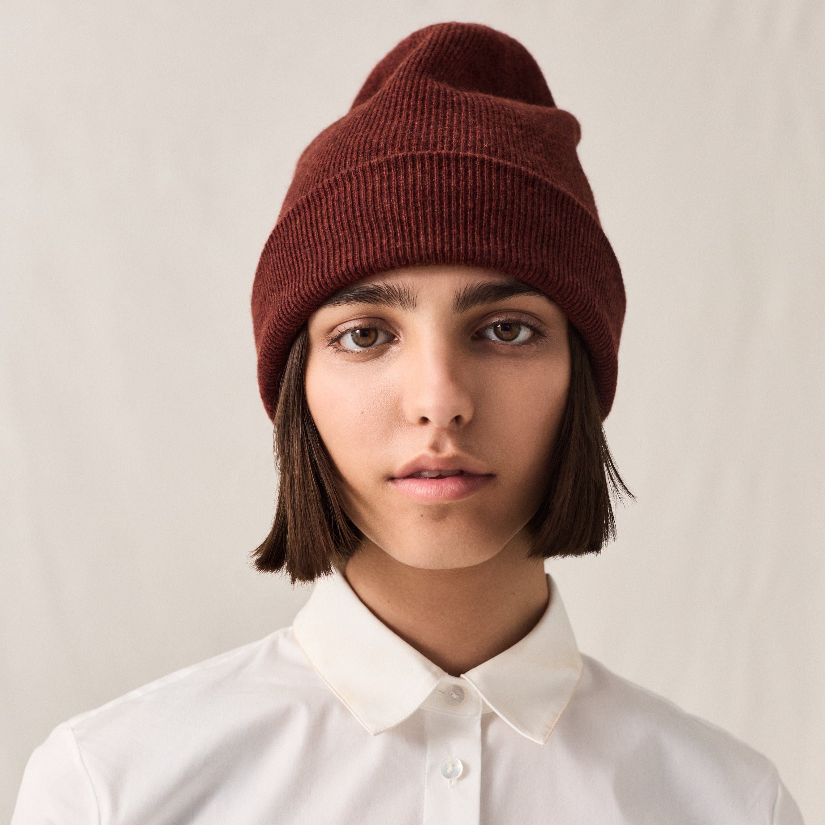 Cashmere Fine Rib Toque Brick - Final Sale