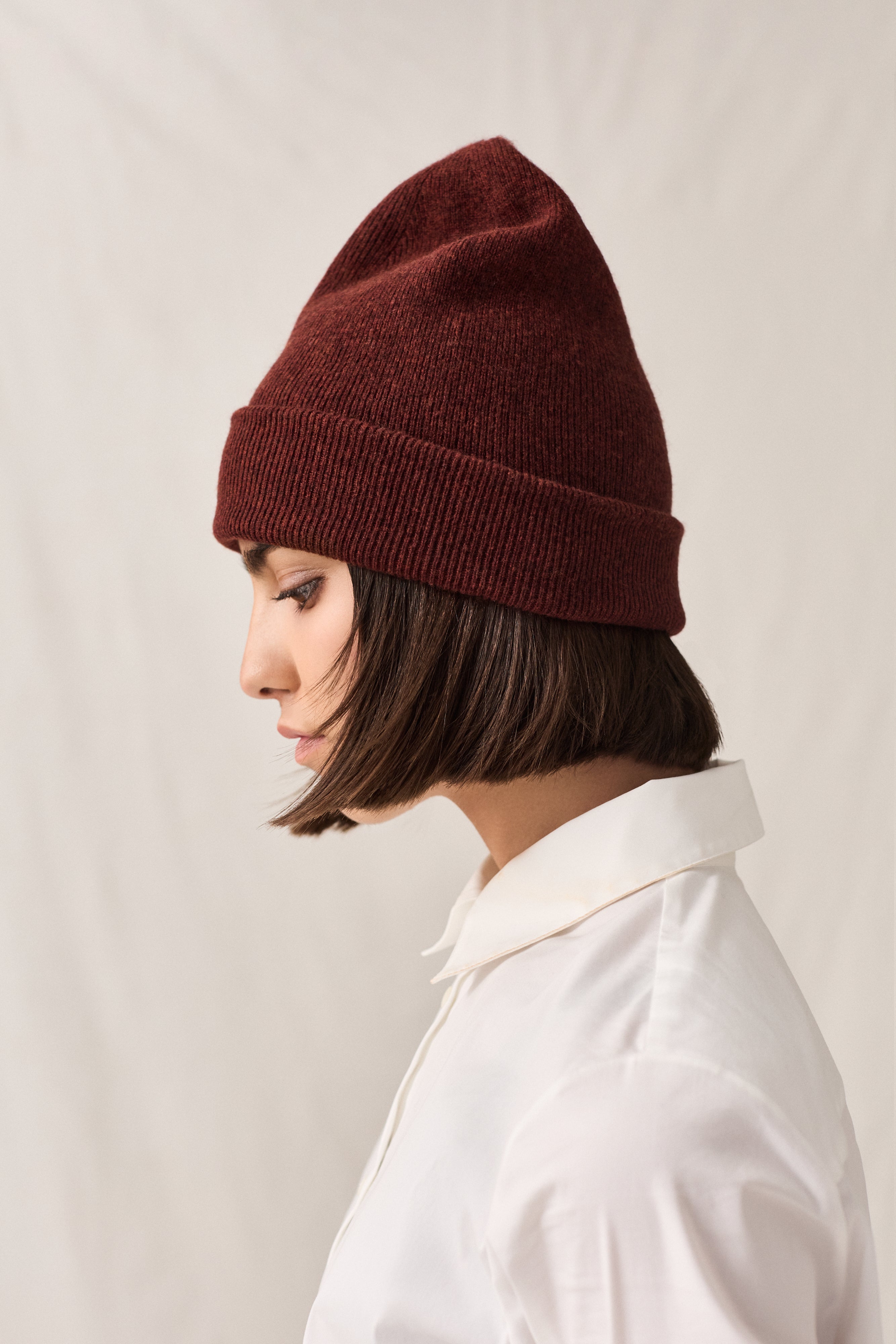 Cashmere Fine Rib Toque Brick