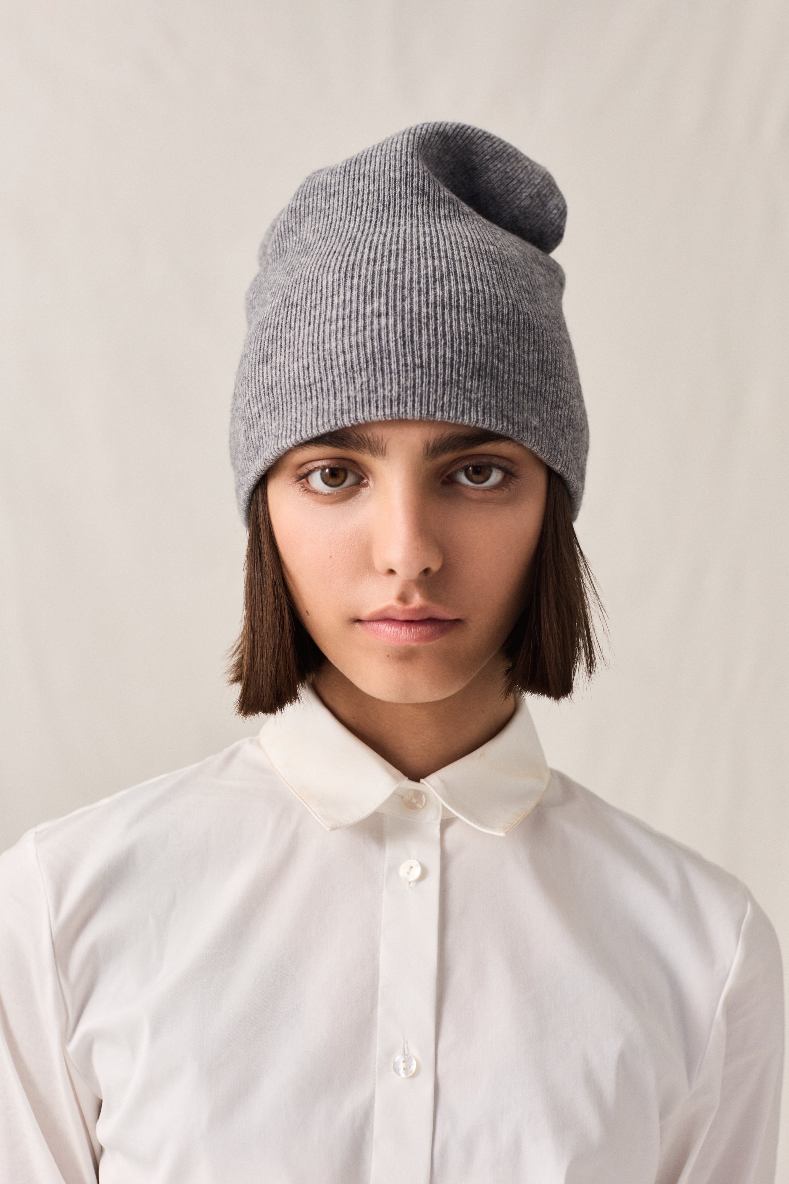 Cashmere Fine Rib Toque Ash Mix