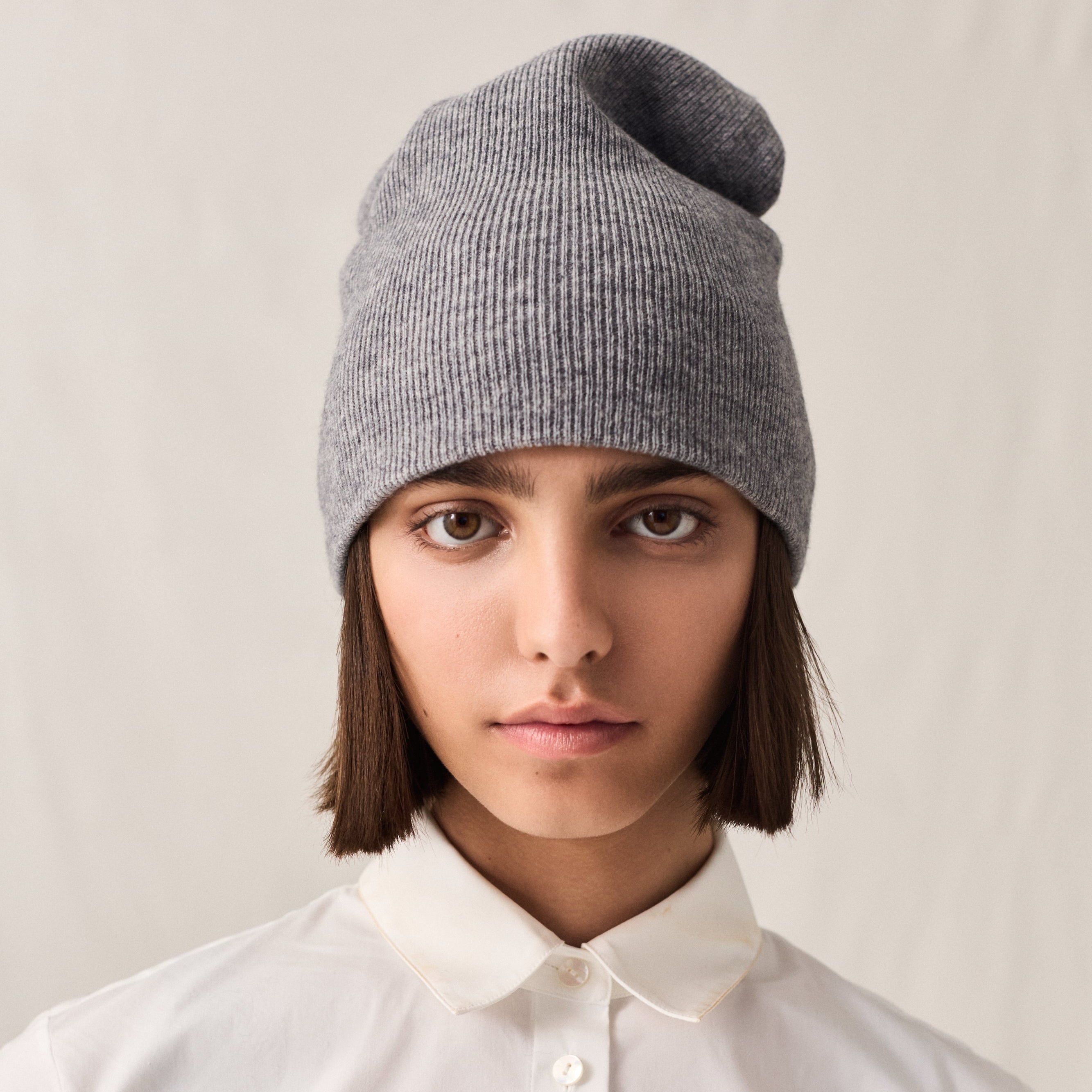 Cashmere Fine Rib Toque Ash Mix - Final Sale