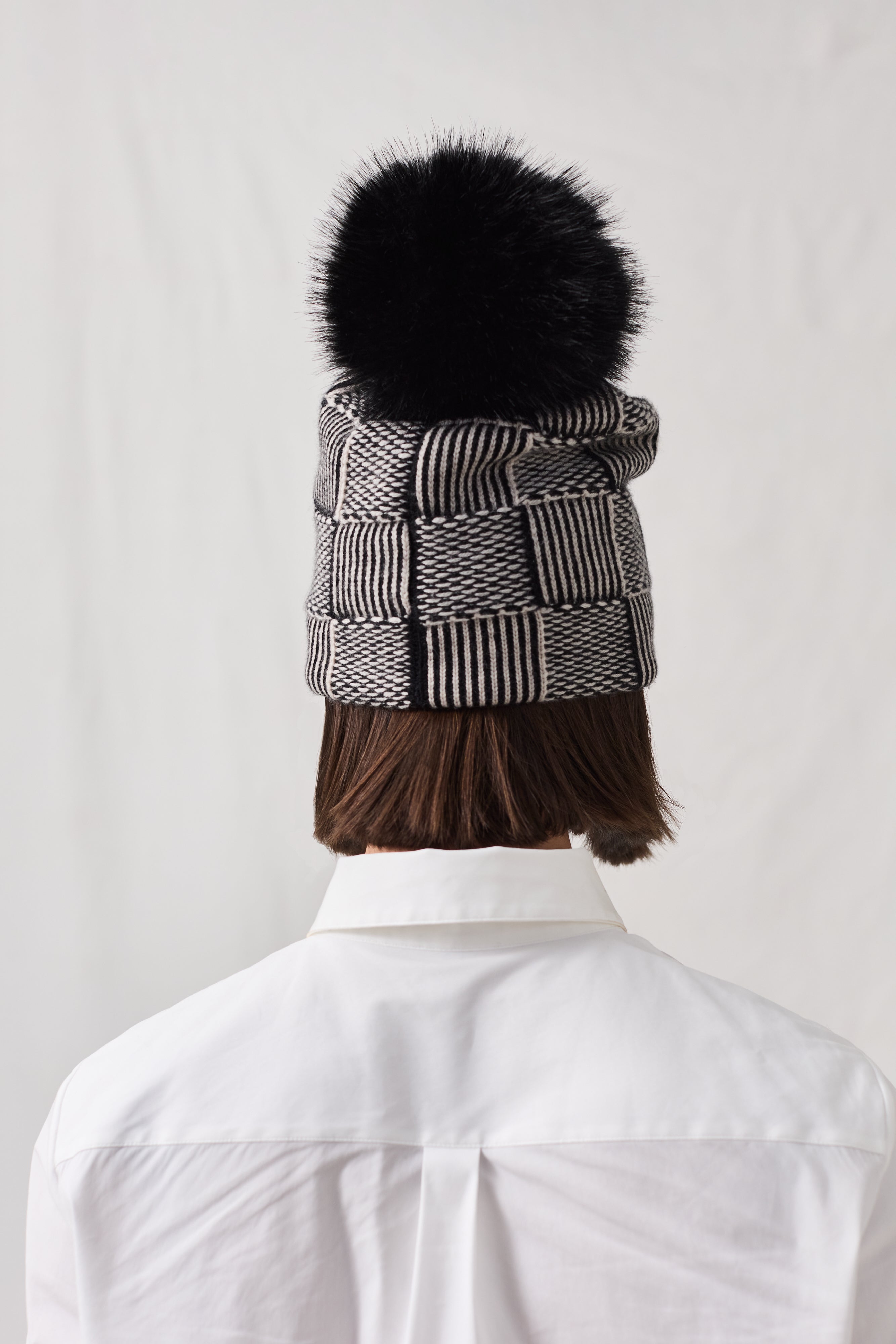 Cashmere Tweed Beanie with Pom Pom
