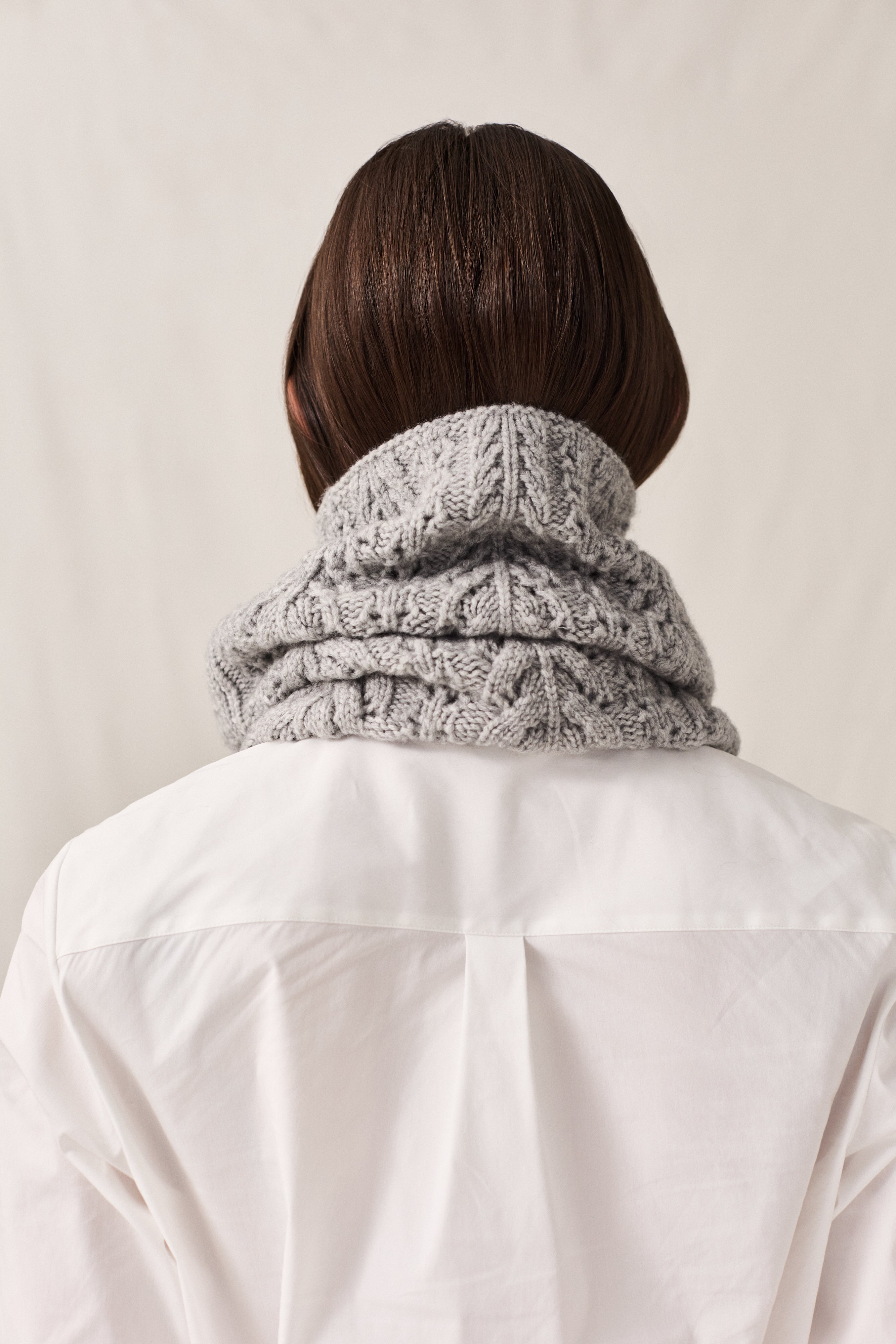 Cashmere Crochet Collar Light Ash Mix