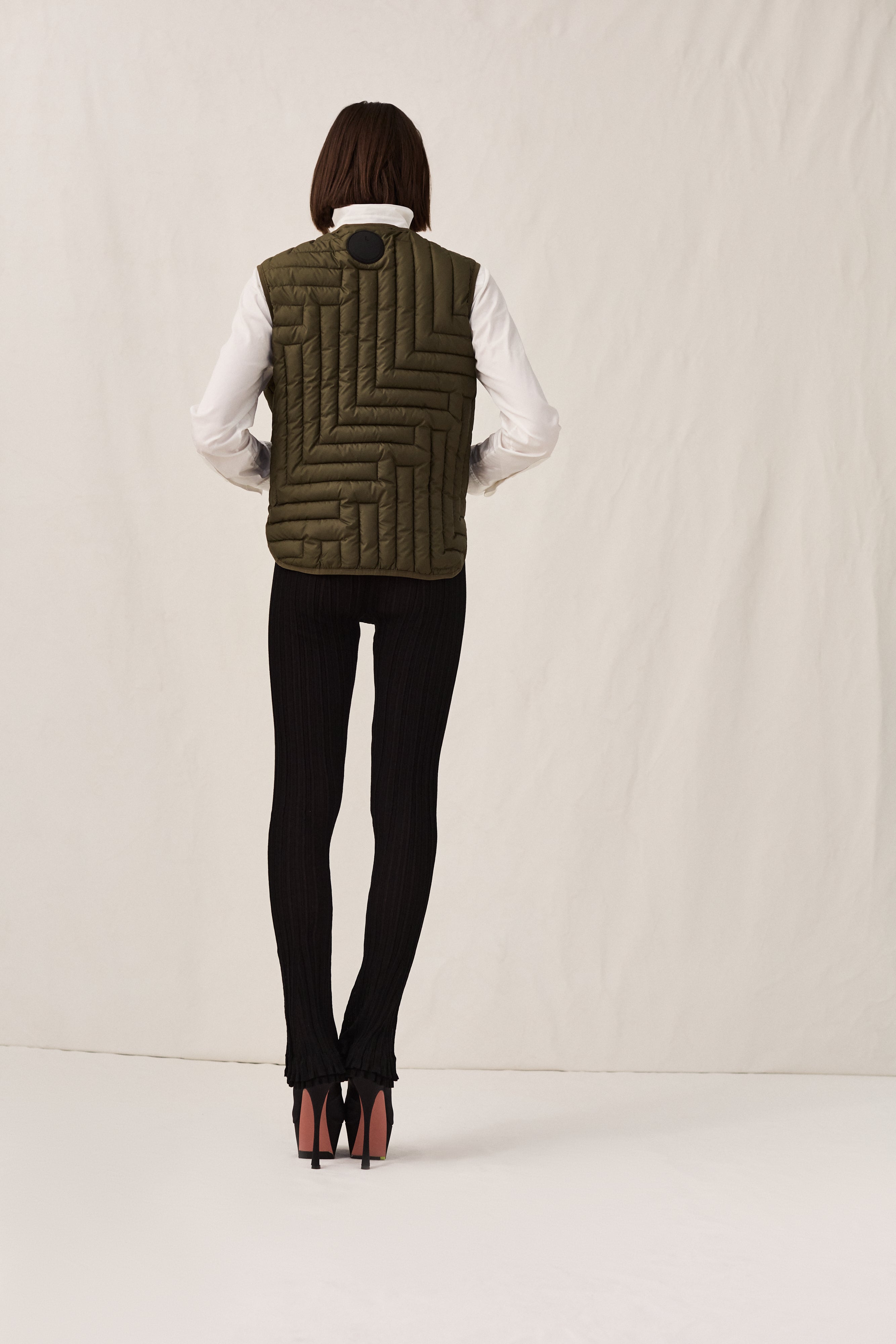 L Quilt Crop Vest Pine
