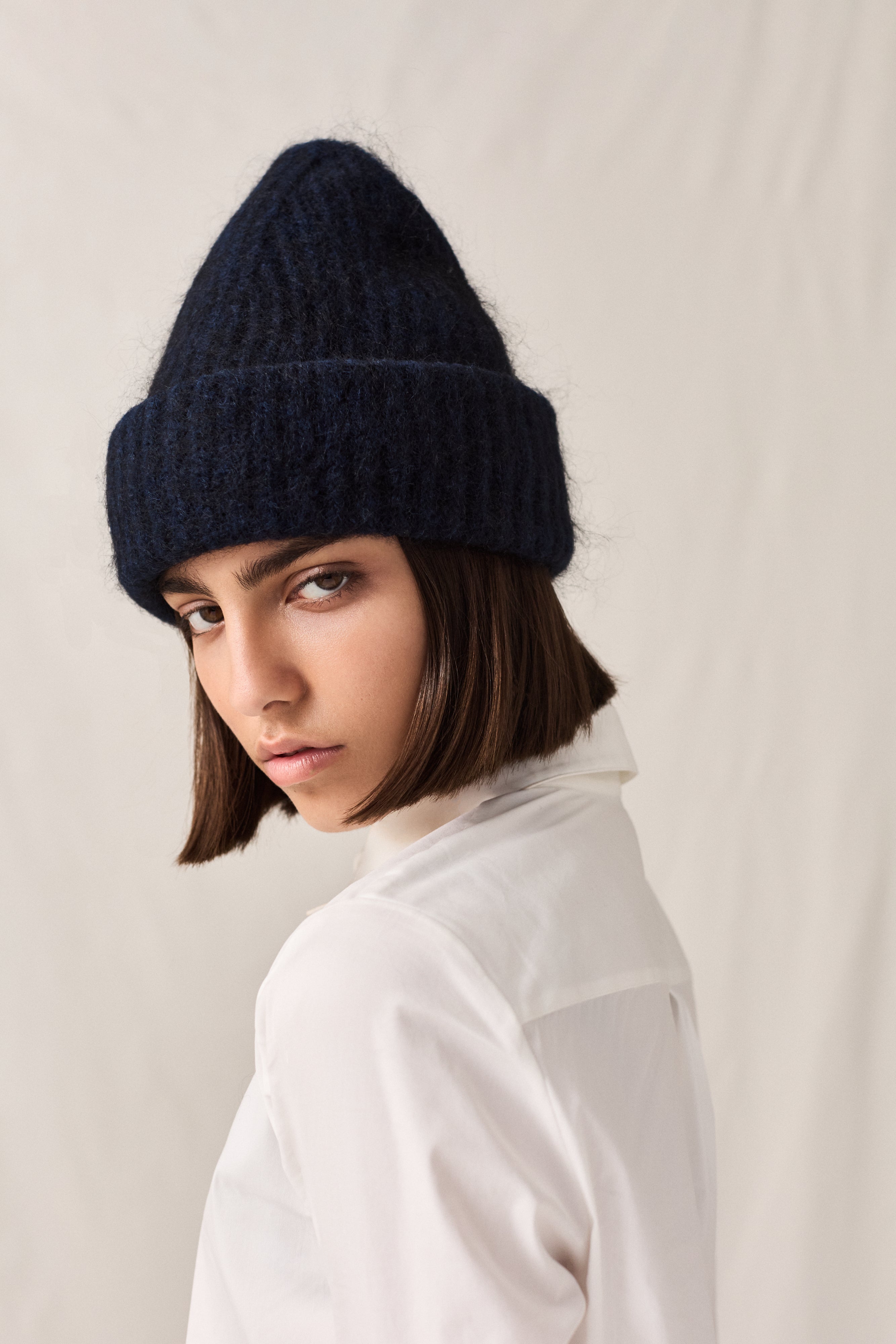Mohair Cotton Lined Beanie Ink