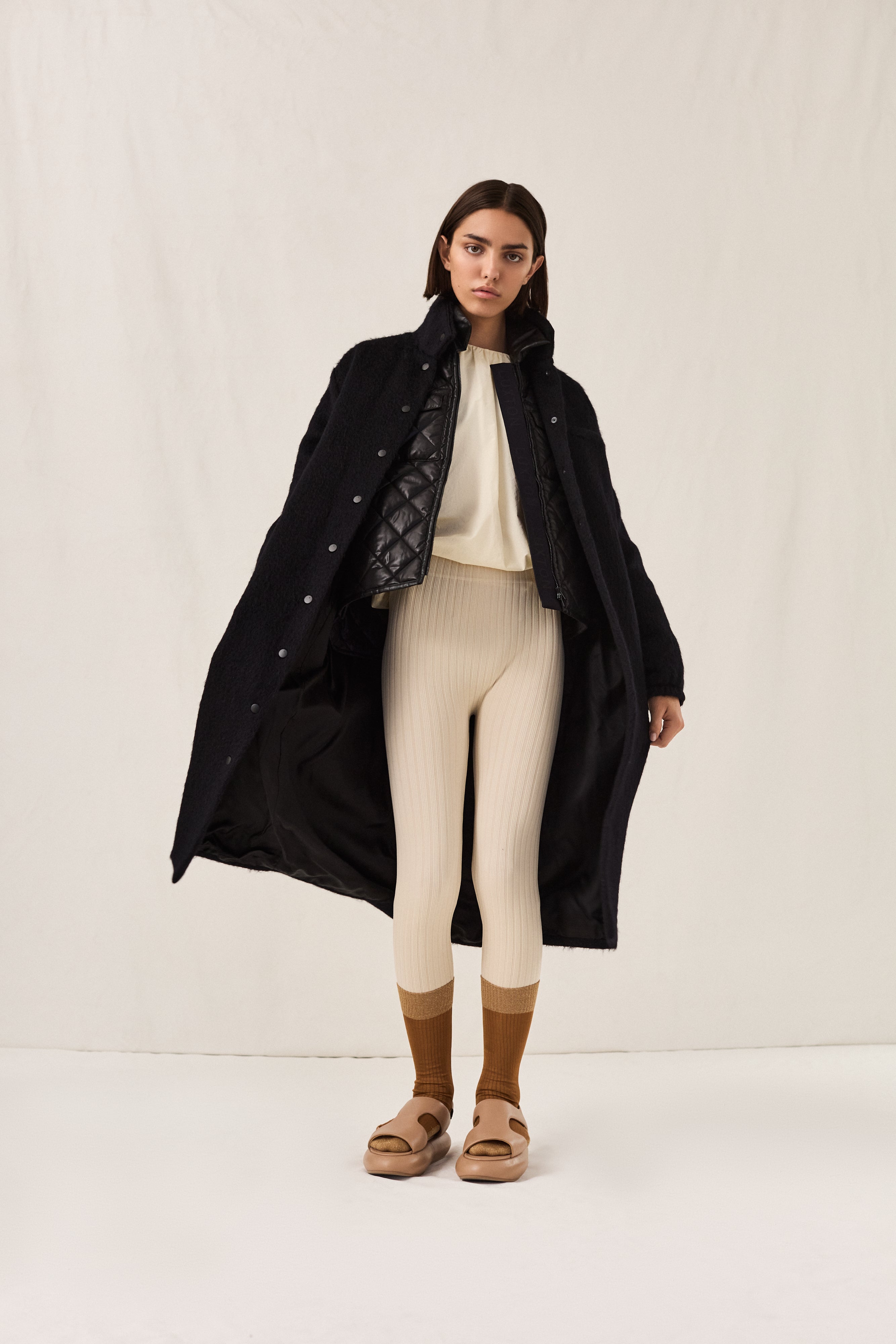 Mohair Curve Overcoat Black
