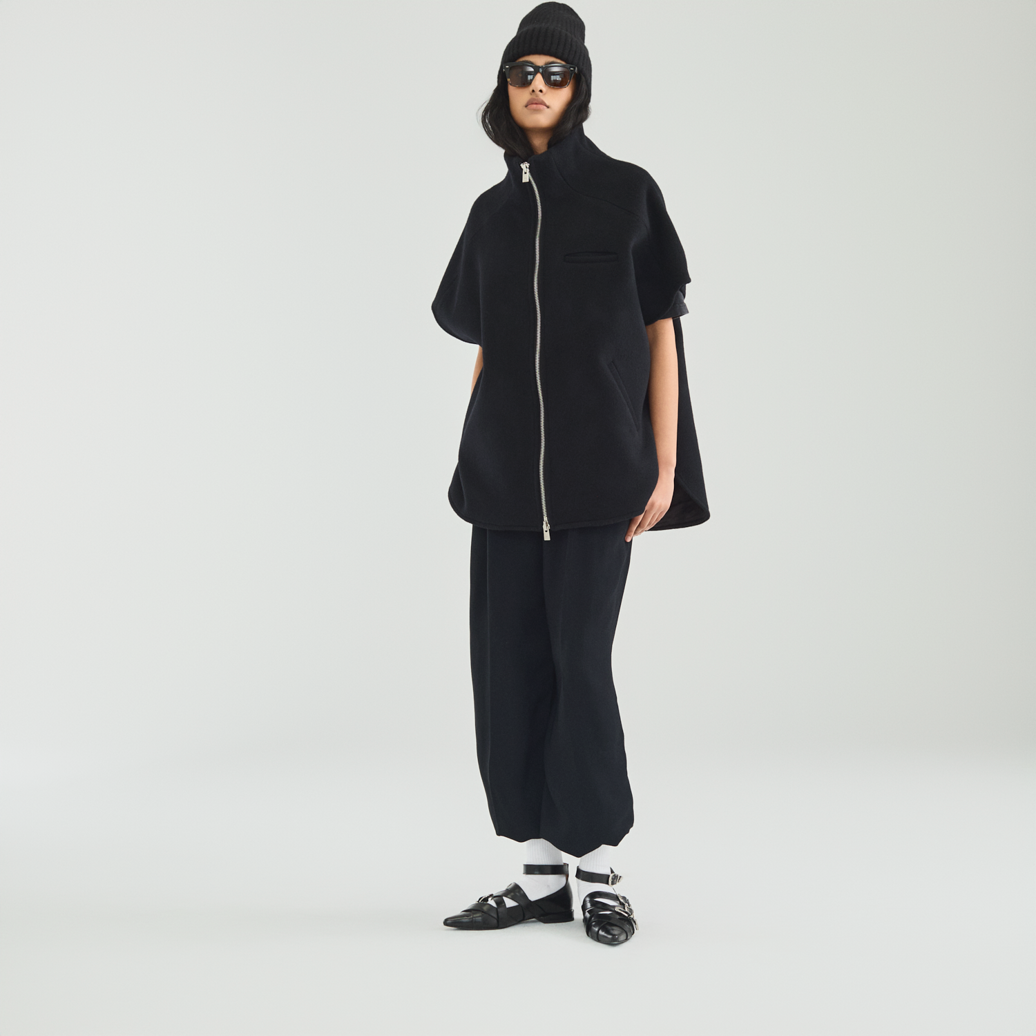 Wool/Cashmere Metal Zip Vest Black