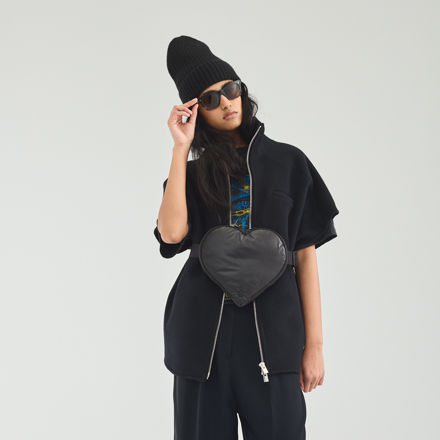 Wool/Cashmere Metal Zip Vest Black