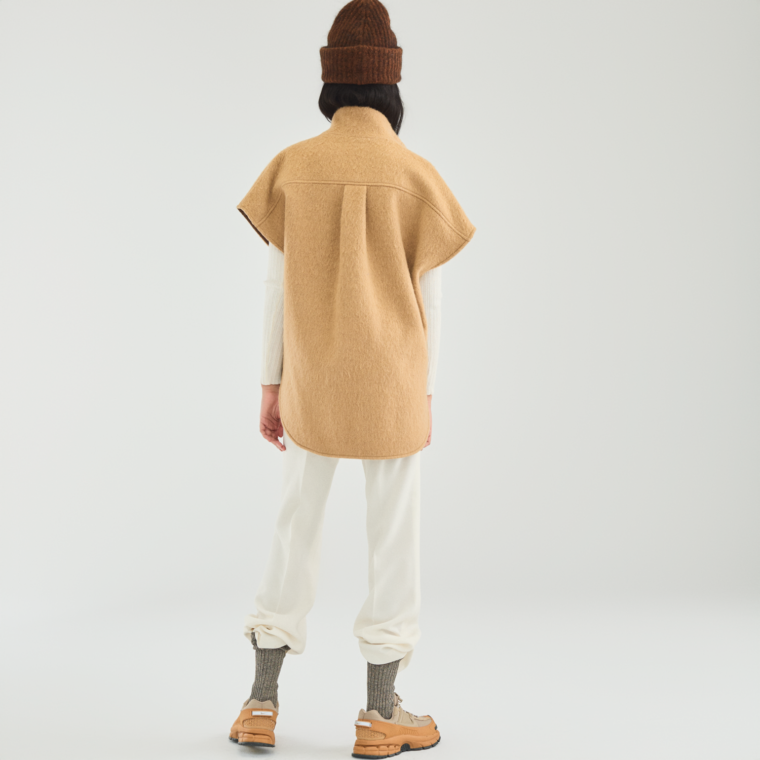 Mohair Metal Zip Vest Camel