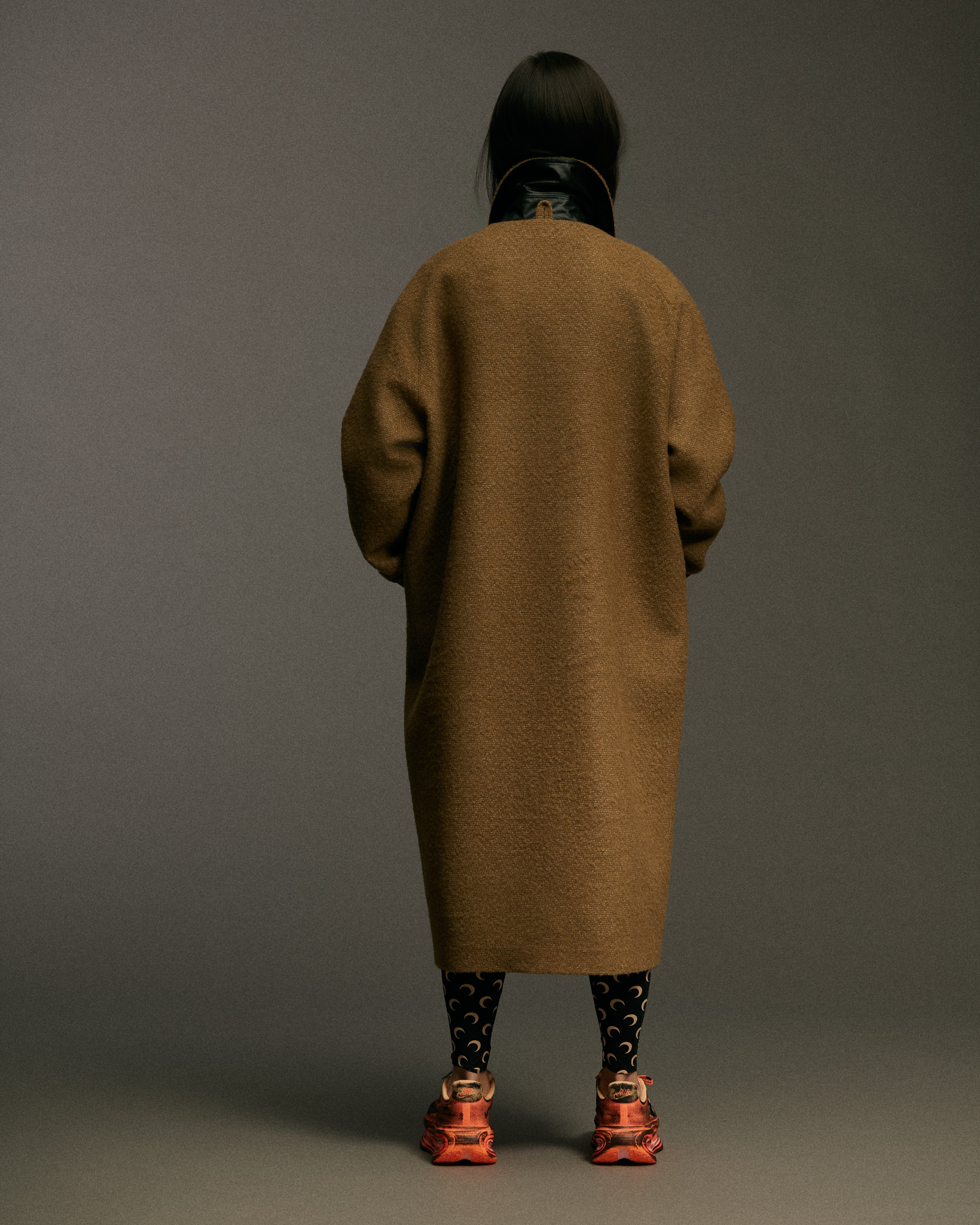 Roll up Cuff Curve Coat | Camel