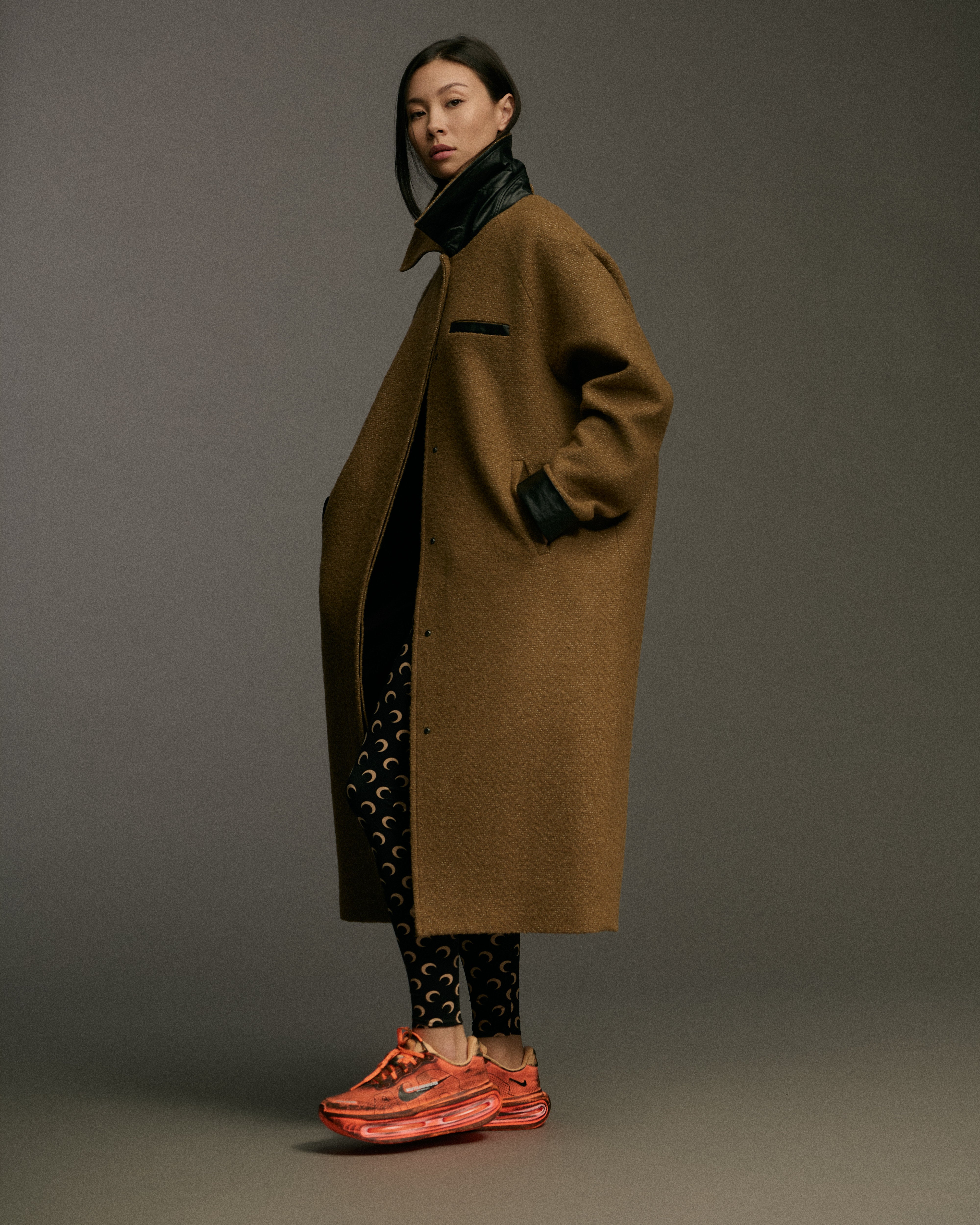 Roll up Cuff Curve Coat | Camel