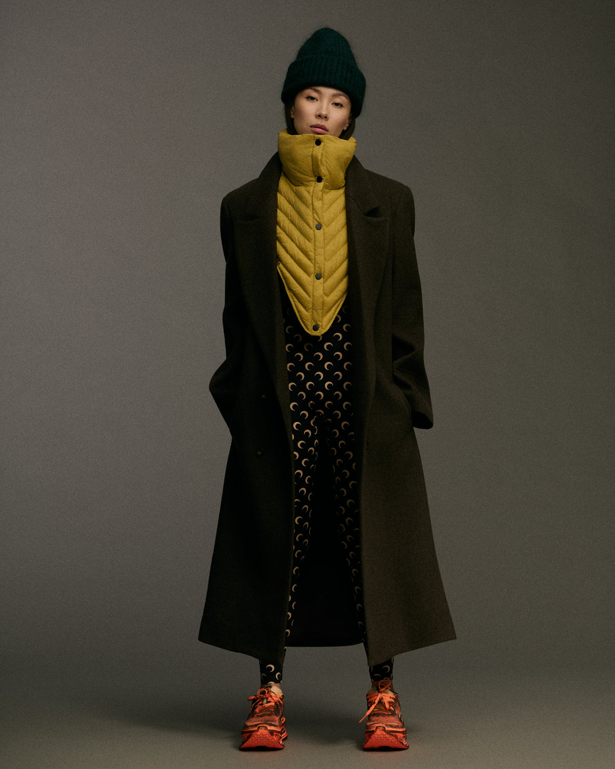 Double Breasted Wool Blend Overcoat | Brown Melange