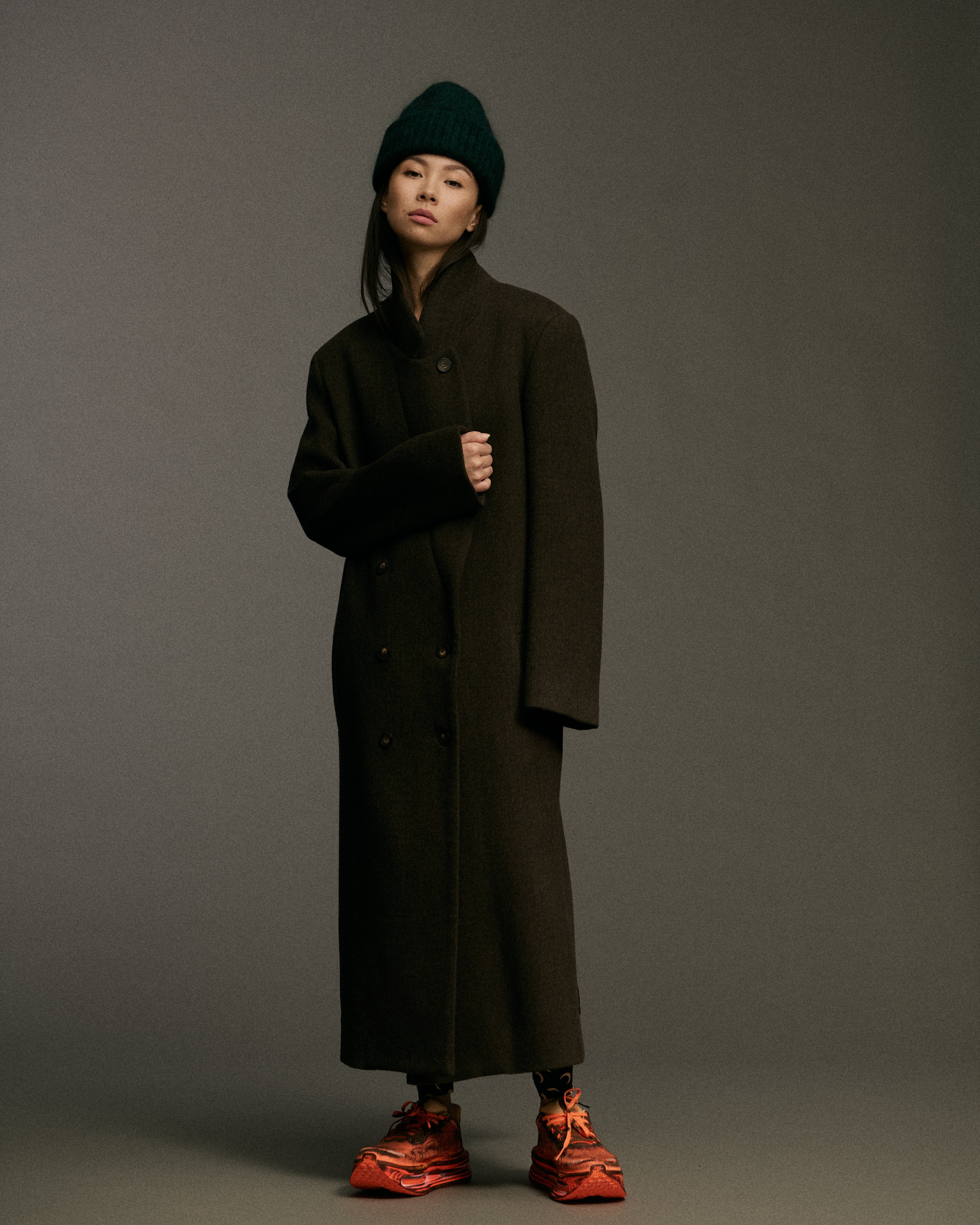Double Breasted Wool Blend Overcoat | Brown Melange