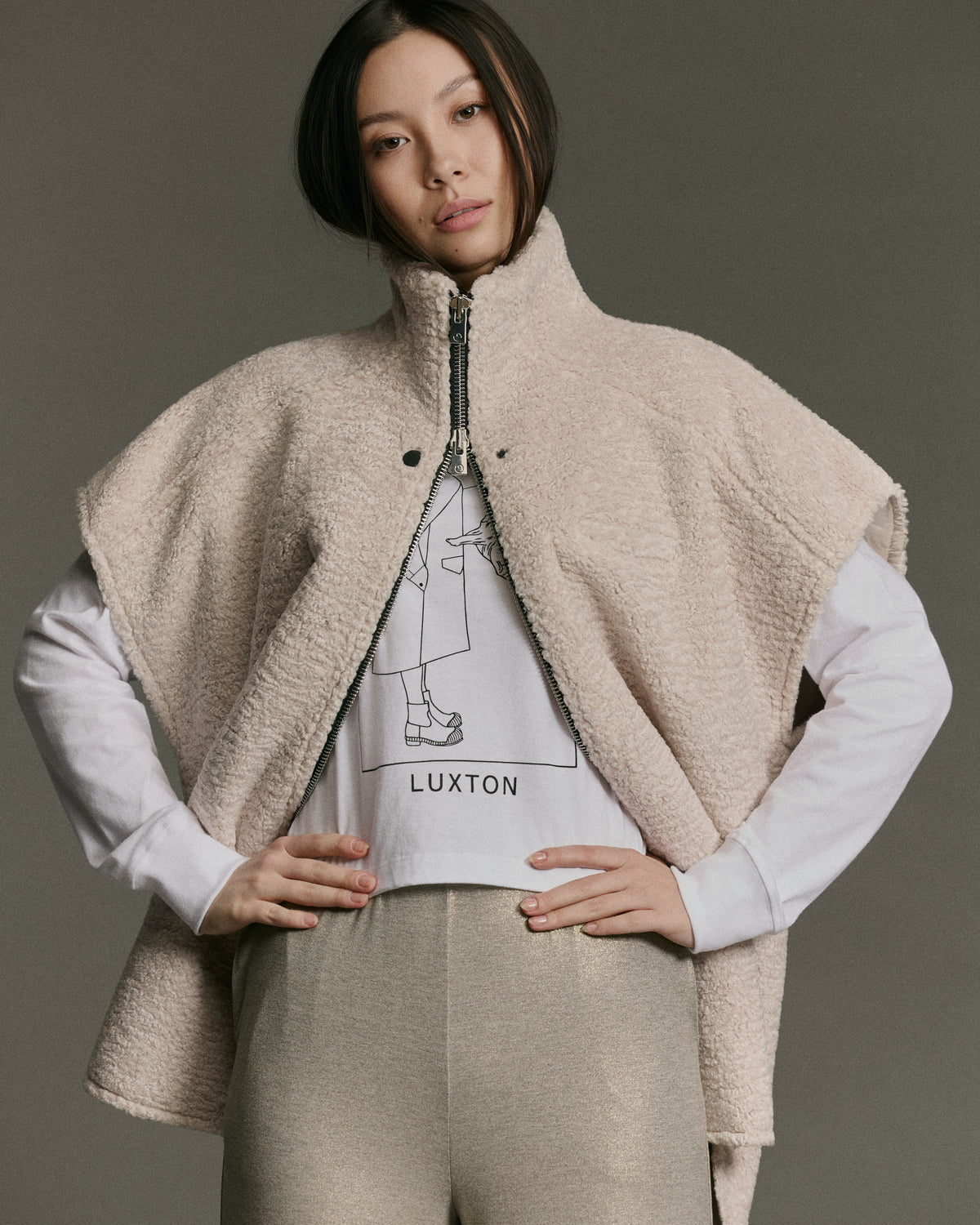 Metal Zip Vest | Recycled Faux Fur