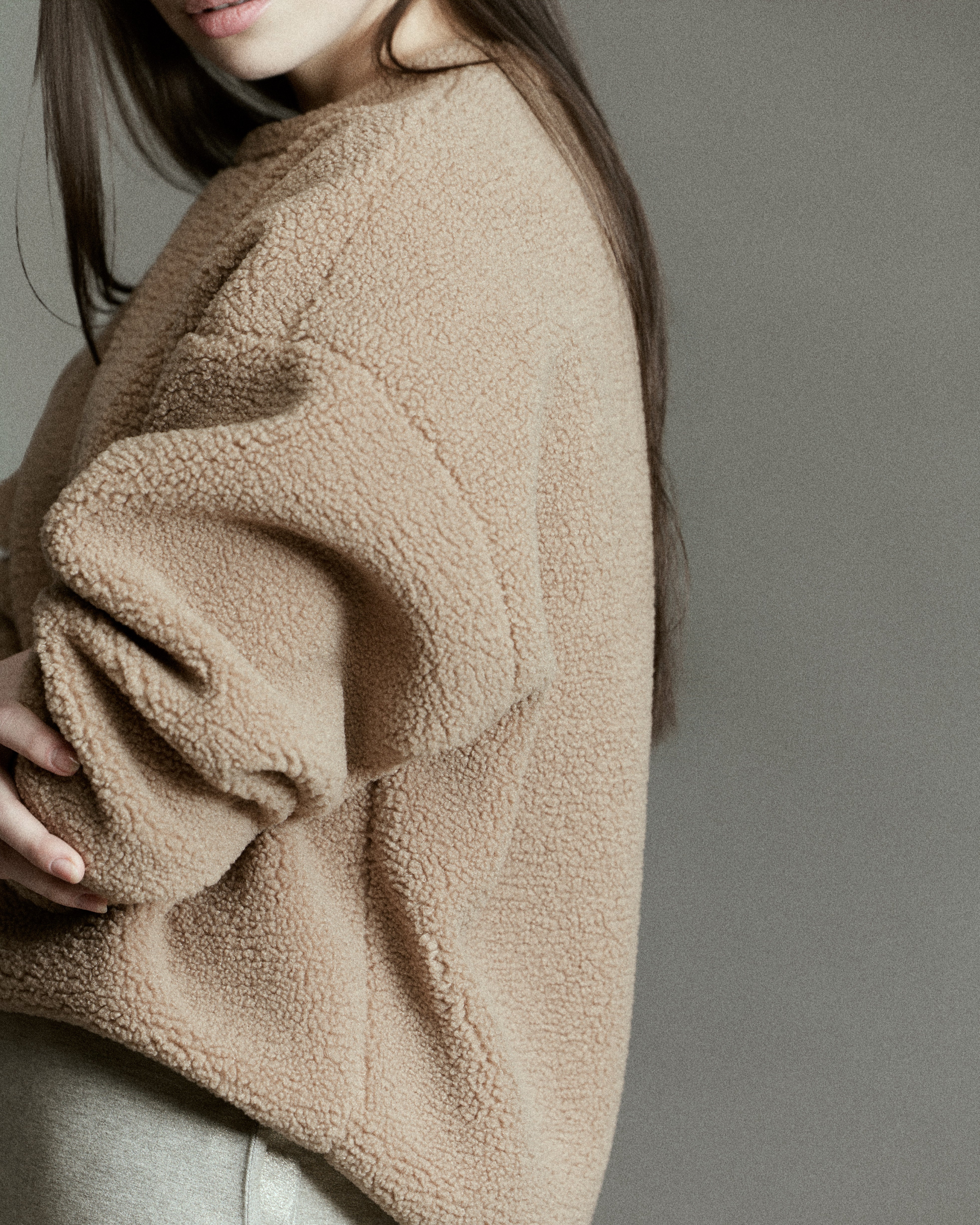 Sherpa Sweatshirt in Camel