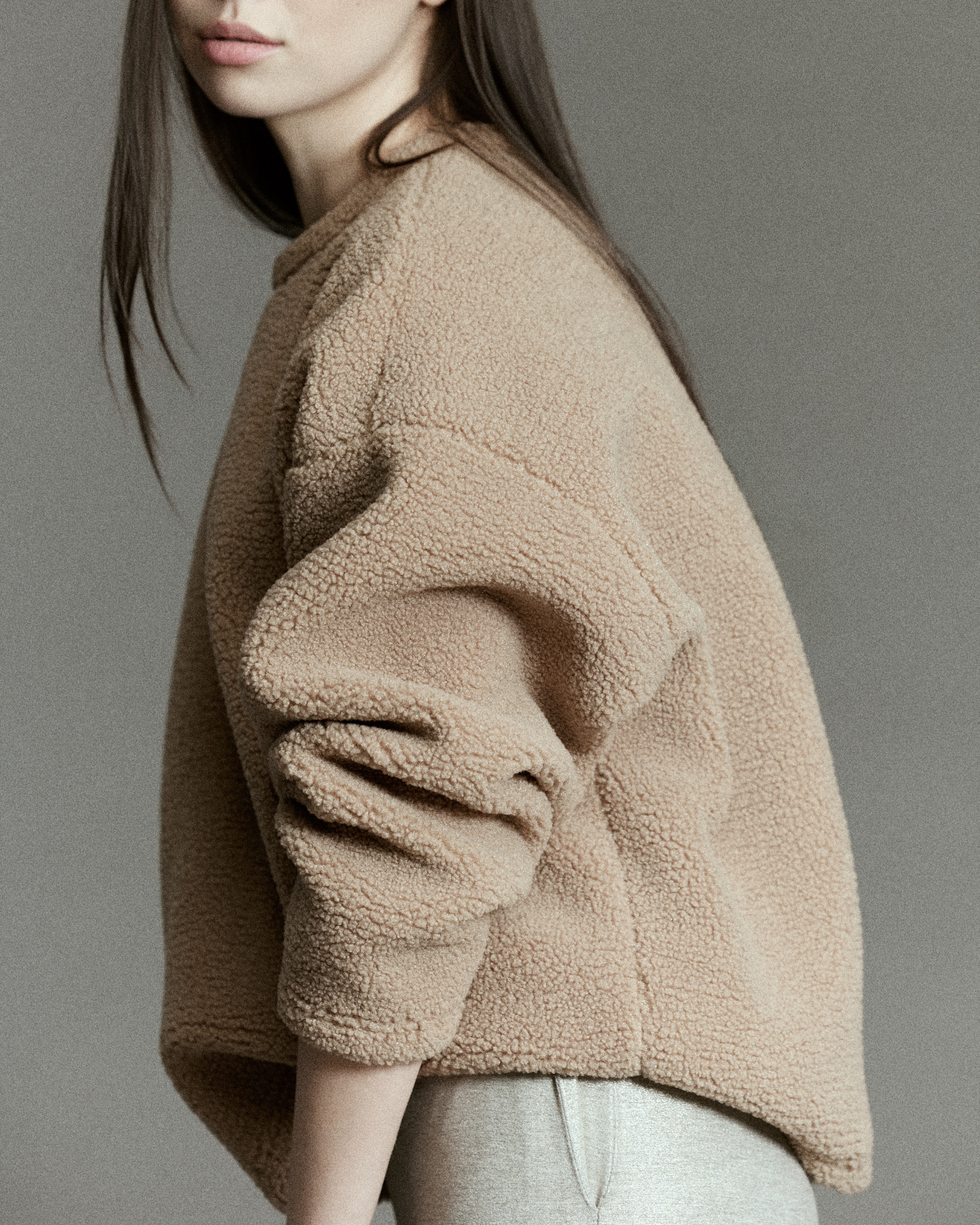 Sherpa Sweatshirt in Camel