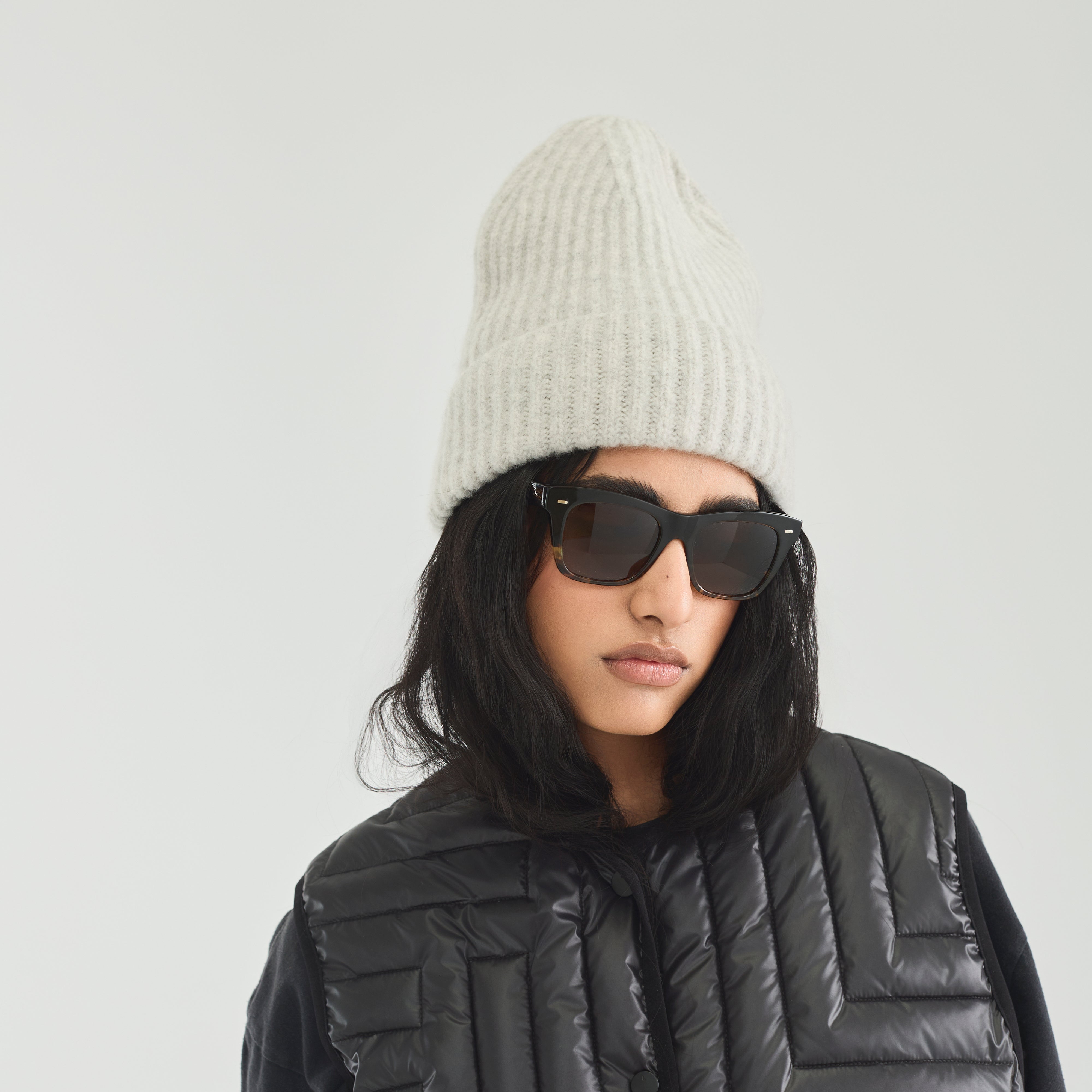 Felted Cashmere Row Beanie Mist