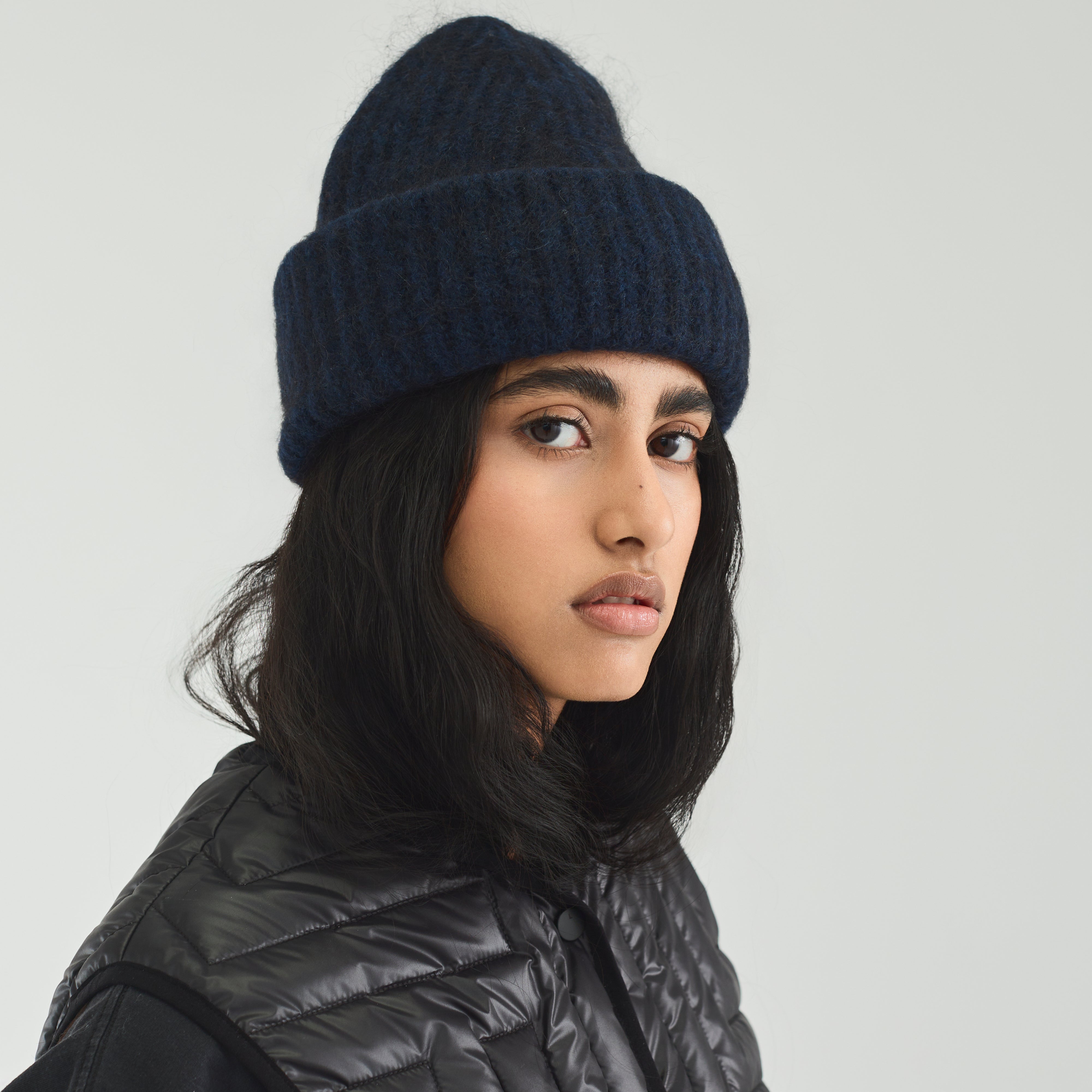Fully Lined Mohair Beanie Ink
