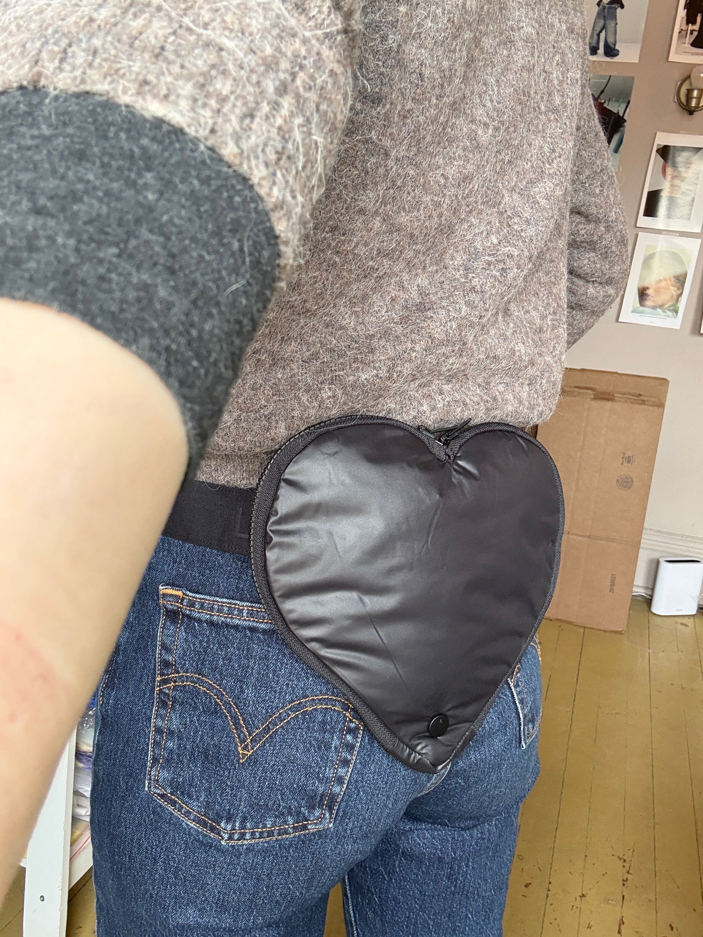 Black Heart Cross Body Belt Bag