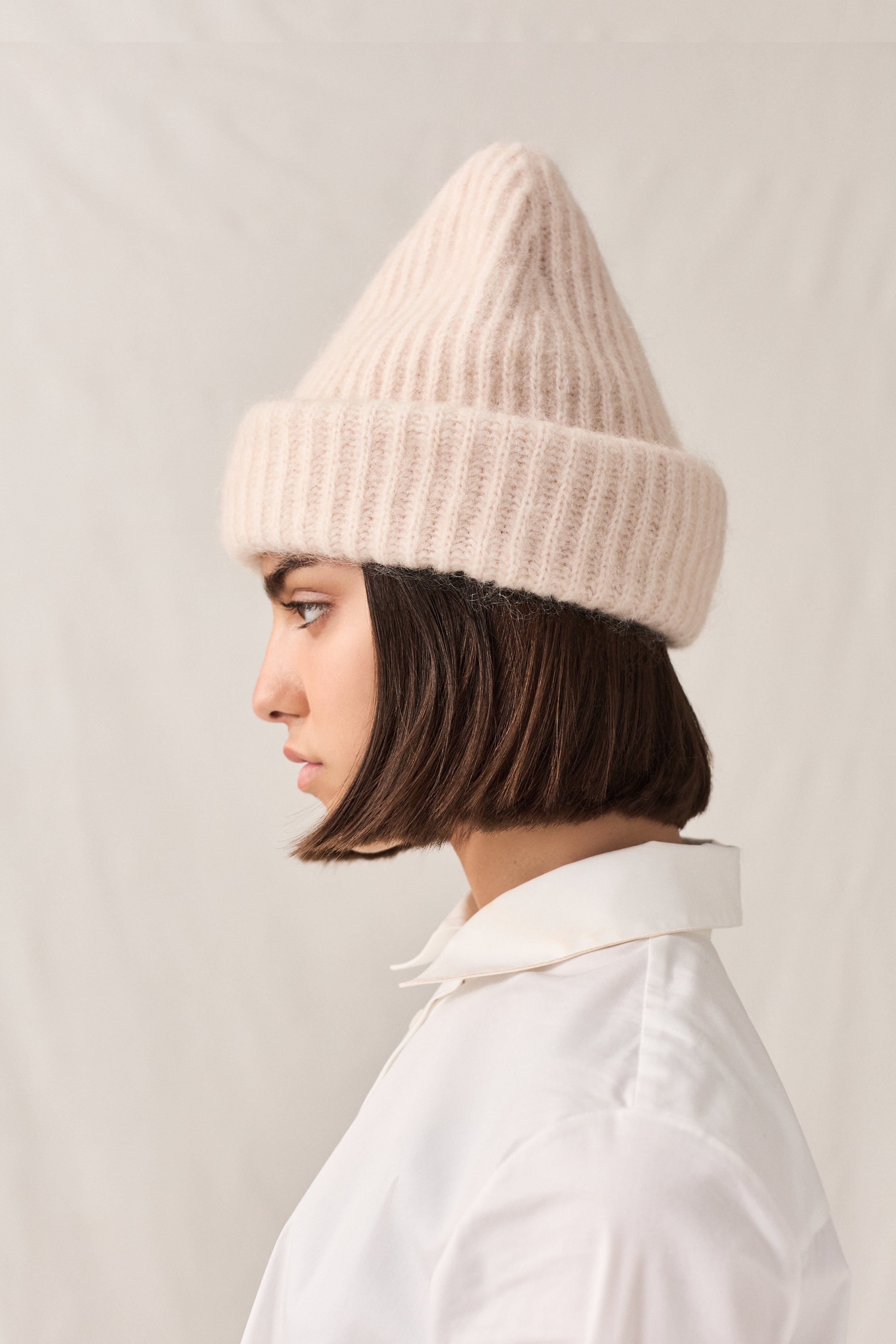 Mohair Cotton Lined Beanie Soft Pink