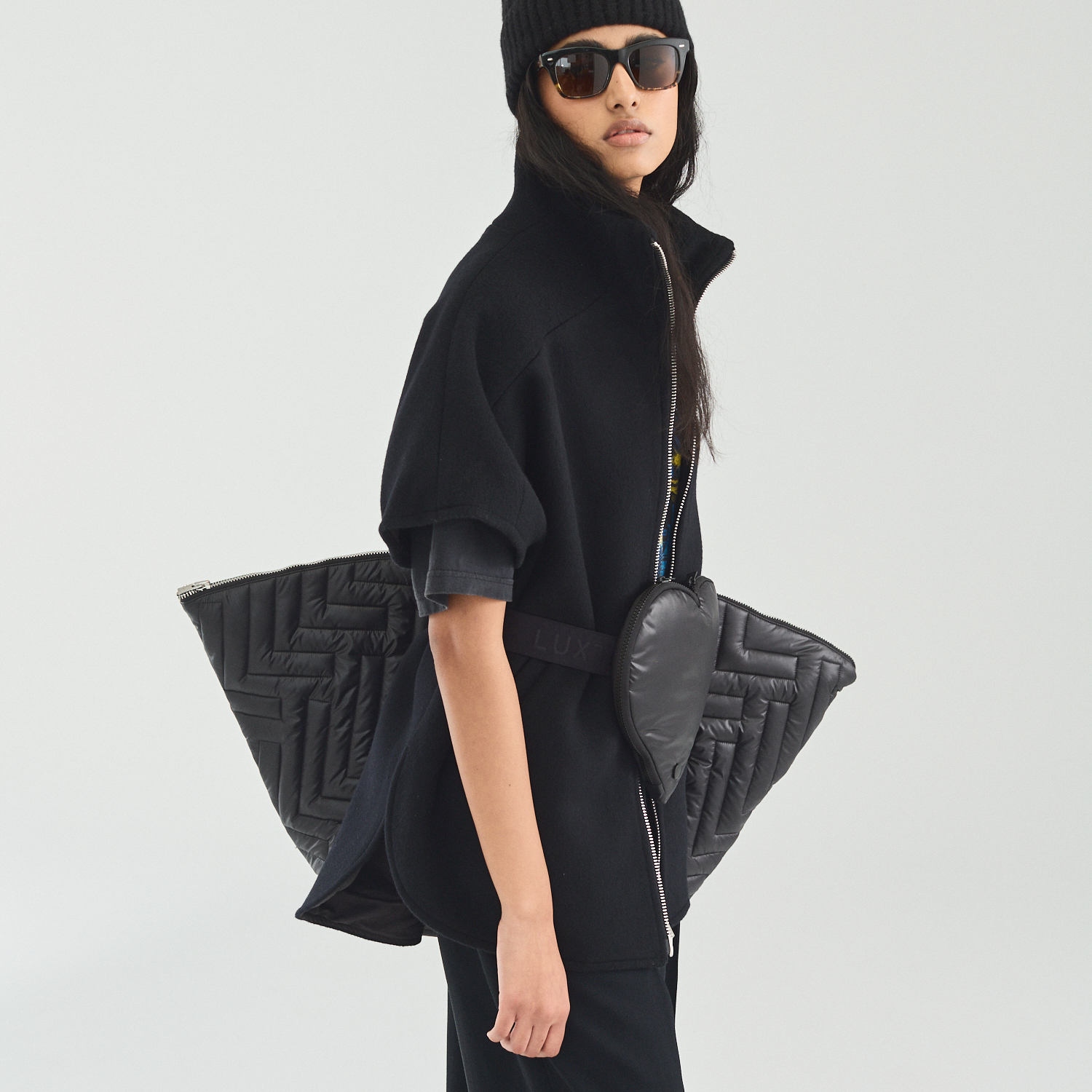 Wool/Cashmere Metal Zip Vest Black