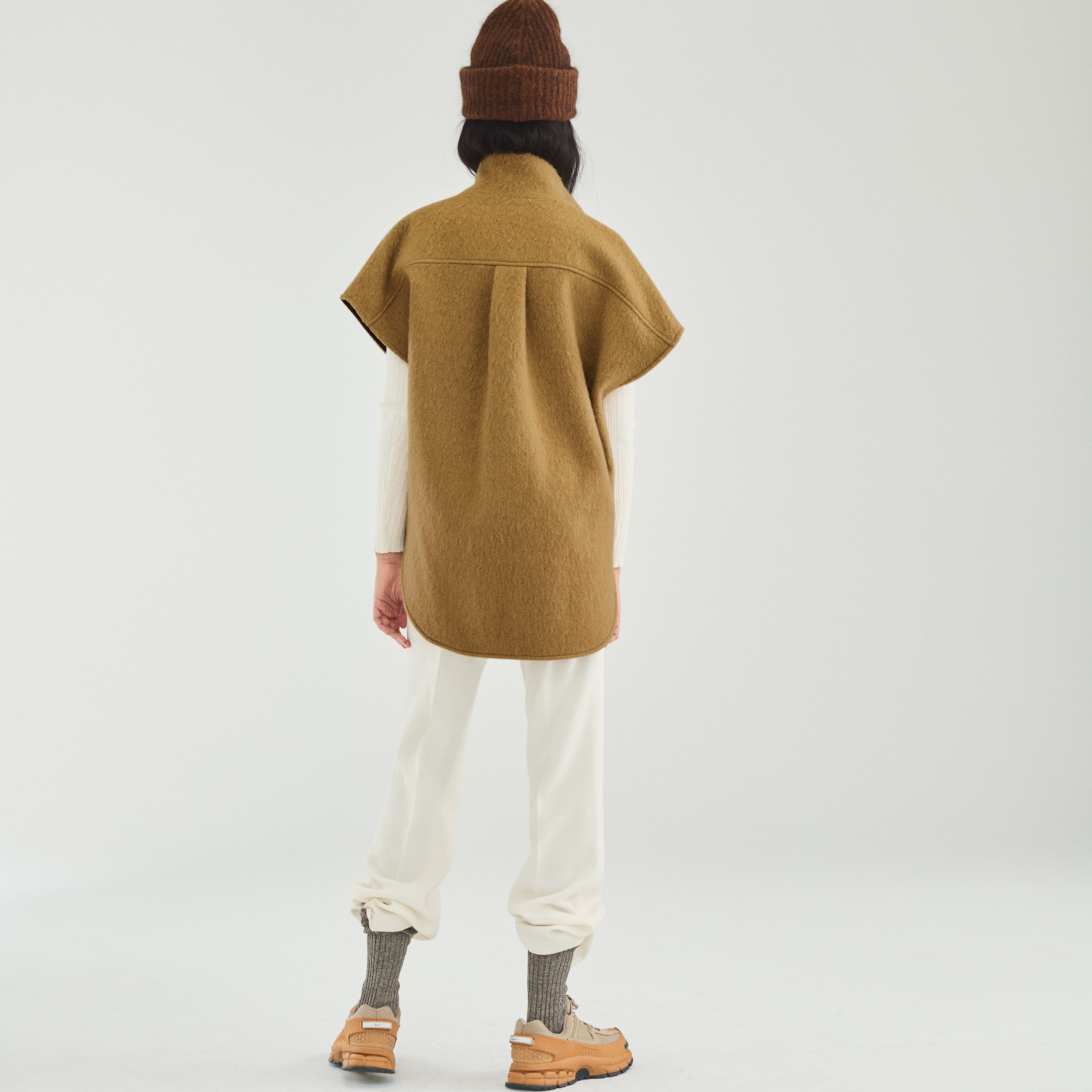 Mohair Metal Zip Vest Camel