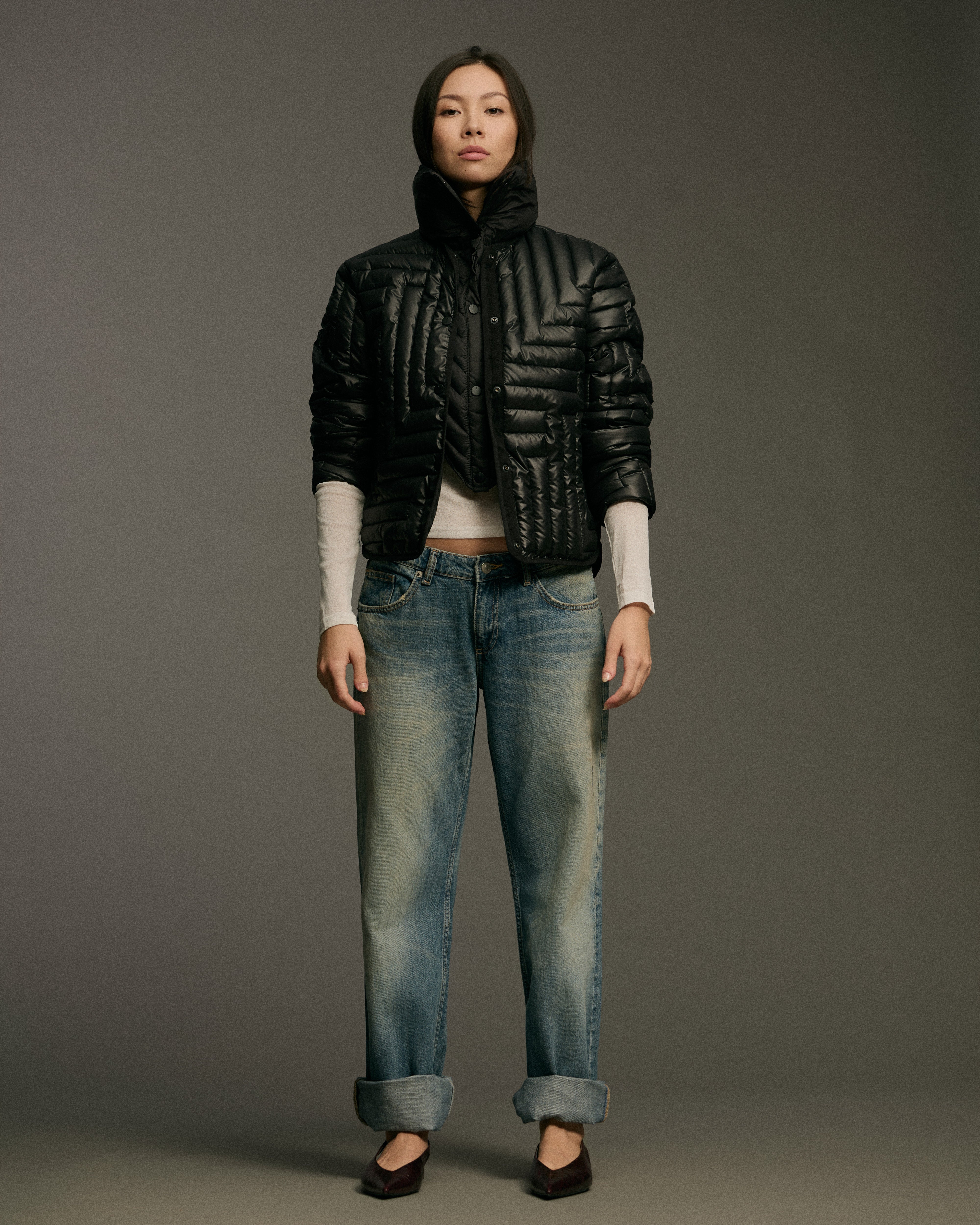 L Chev Bomber Reversible | Black & Black Matte