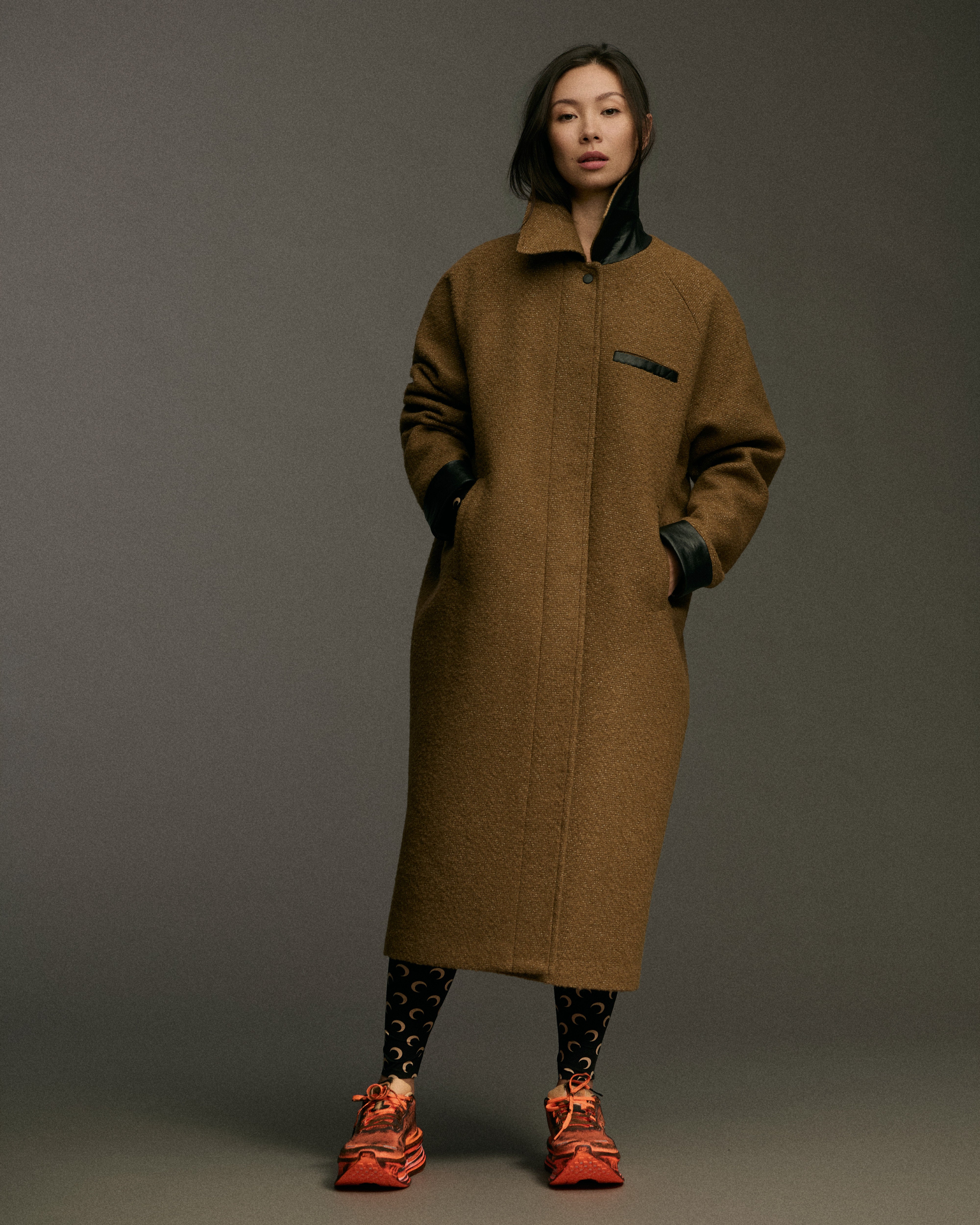 Roll up Cuff Curve Coat | Camel