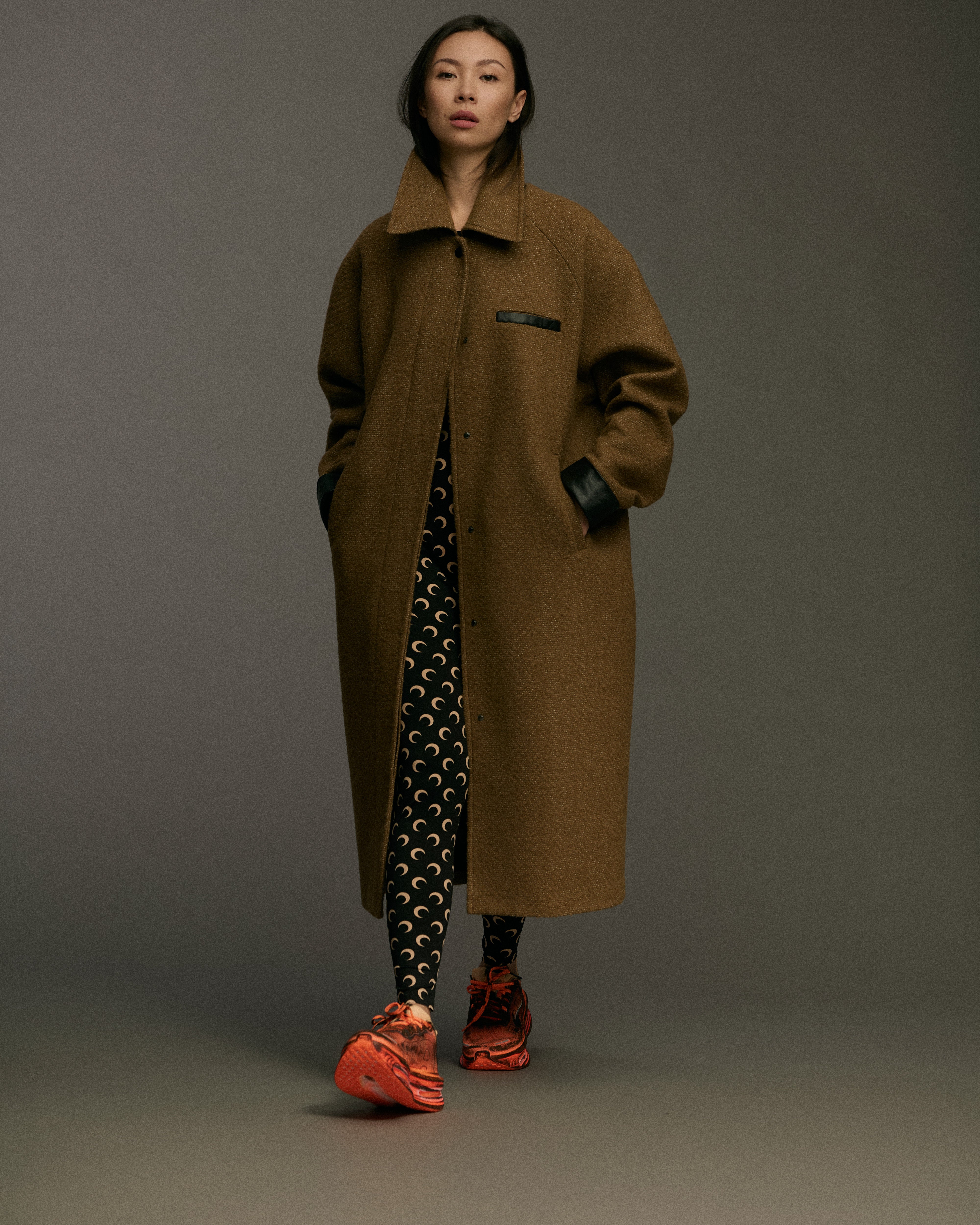 Roll up Cuff Curve Coat | Camel