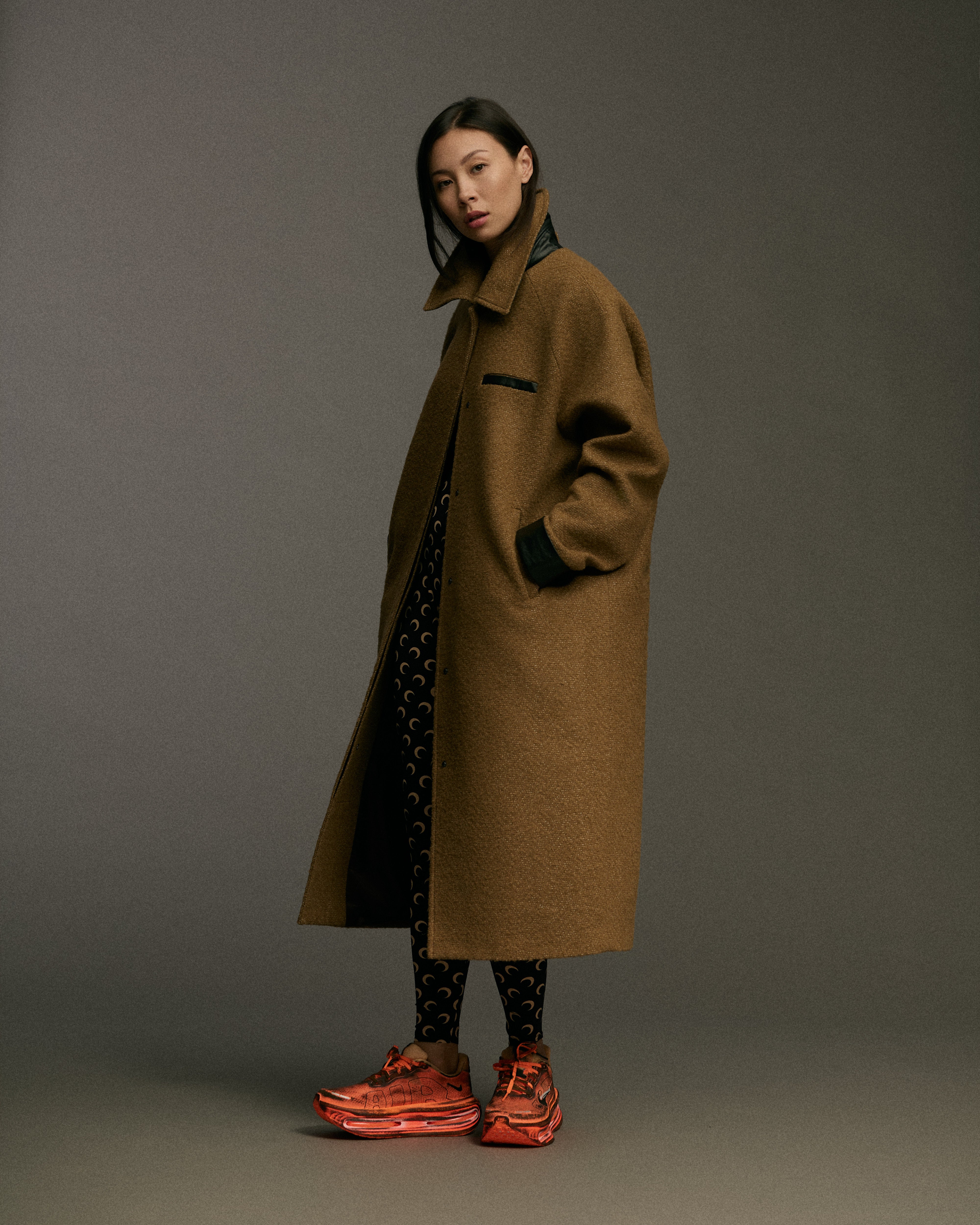 Roll up Cuff Curve Coat | Camel