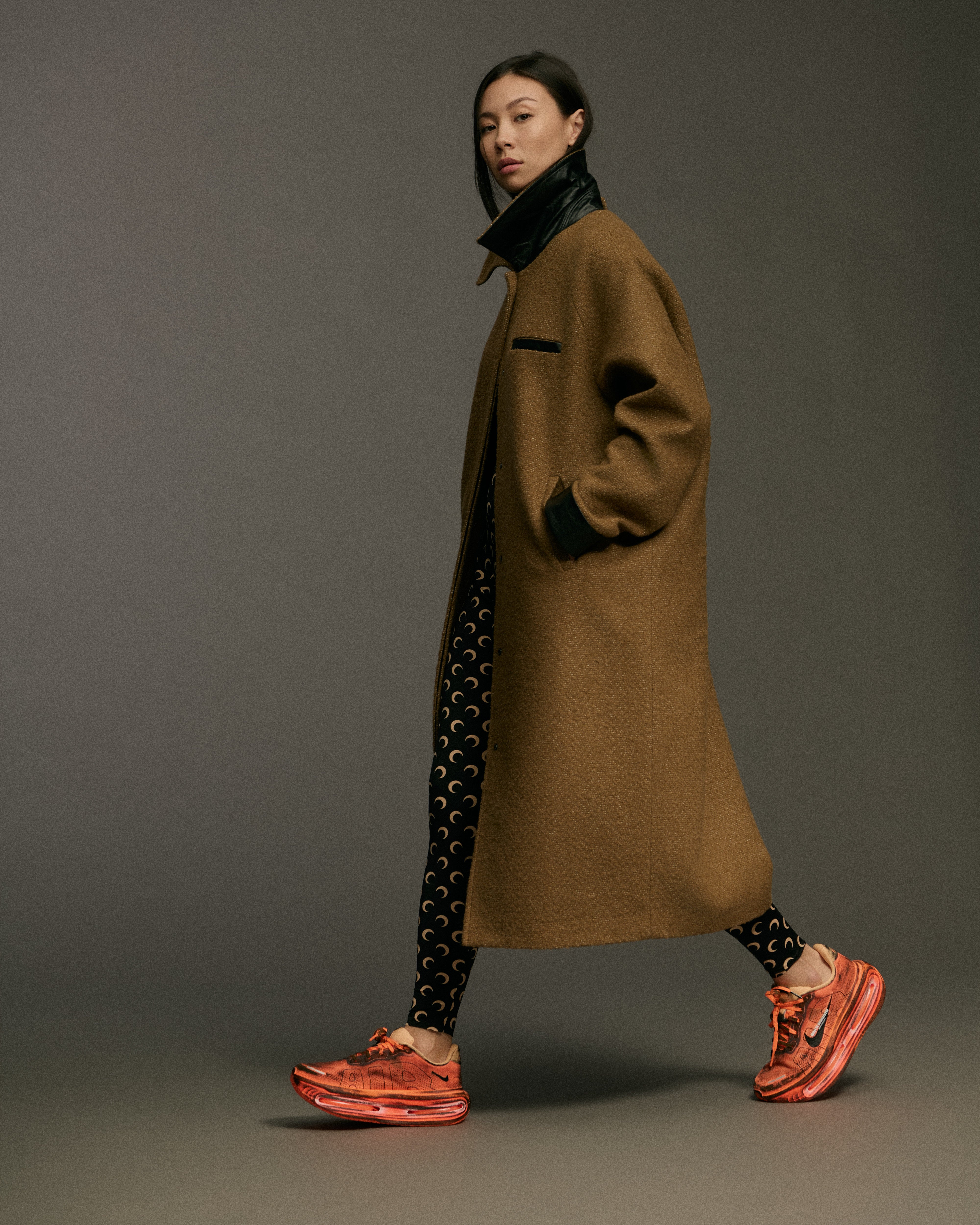 Roll up Cuff Curve Coat | Camel