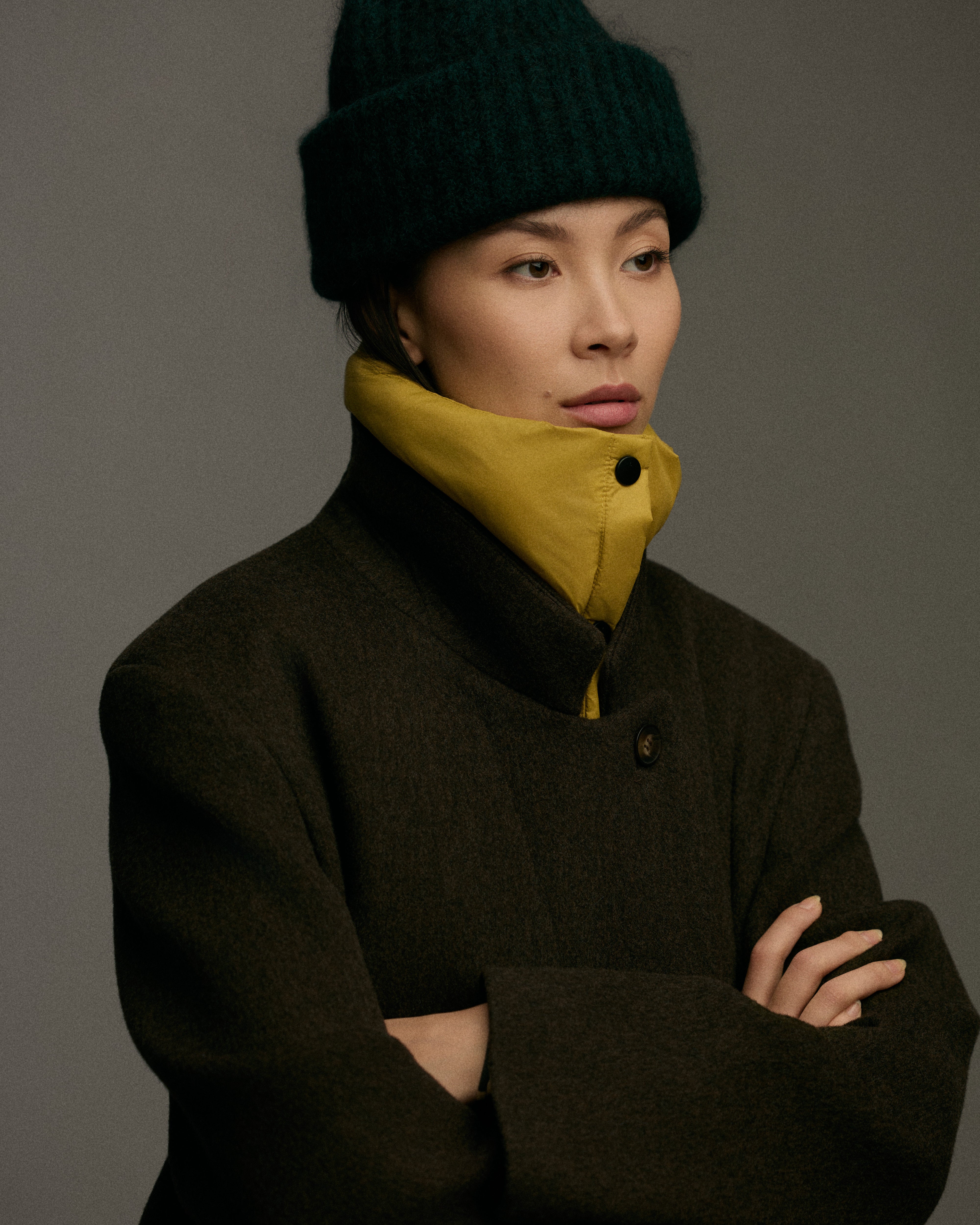 Double Breasted Wool Blend Overcoat | Brown Melange