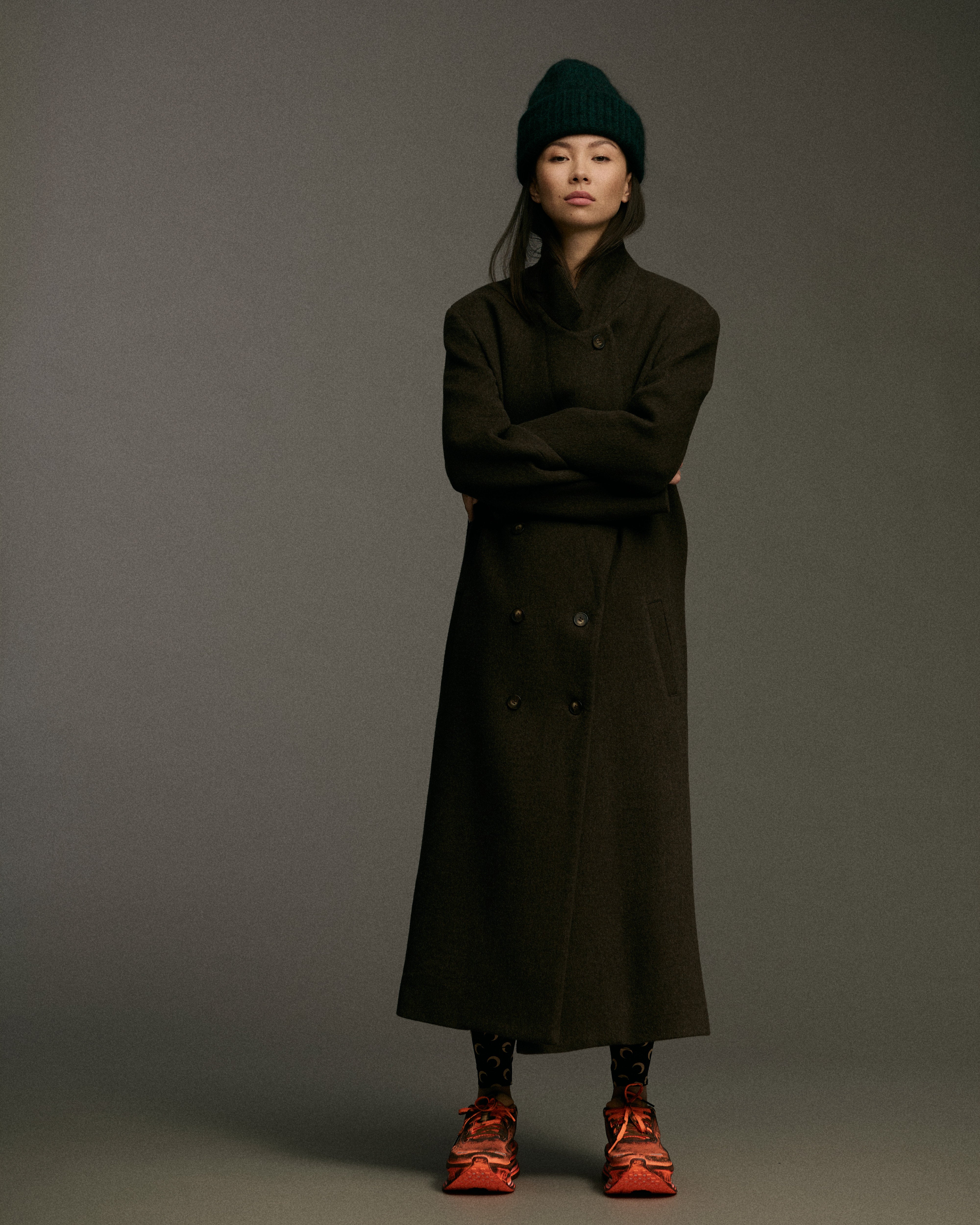 Double Breasted Wool Blend Overcoat | Brown Melange