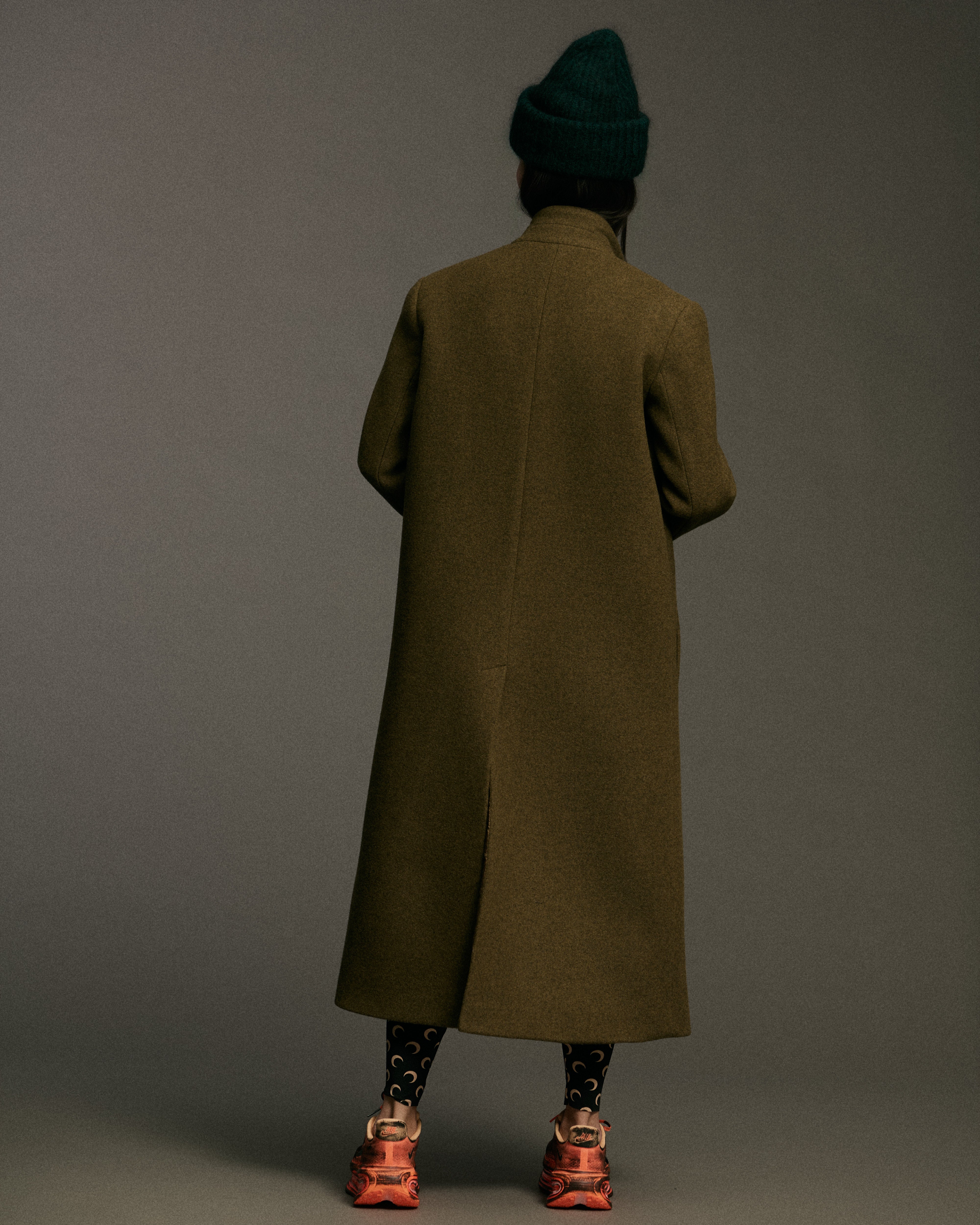 Double Breasted Wool Blend Overcoat | Olive Melange