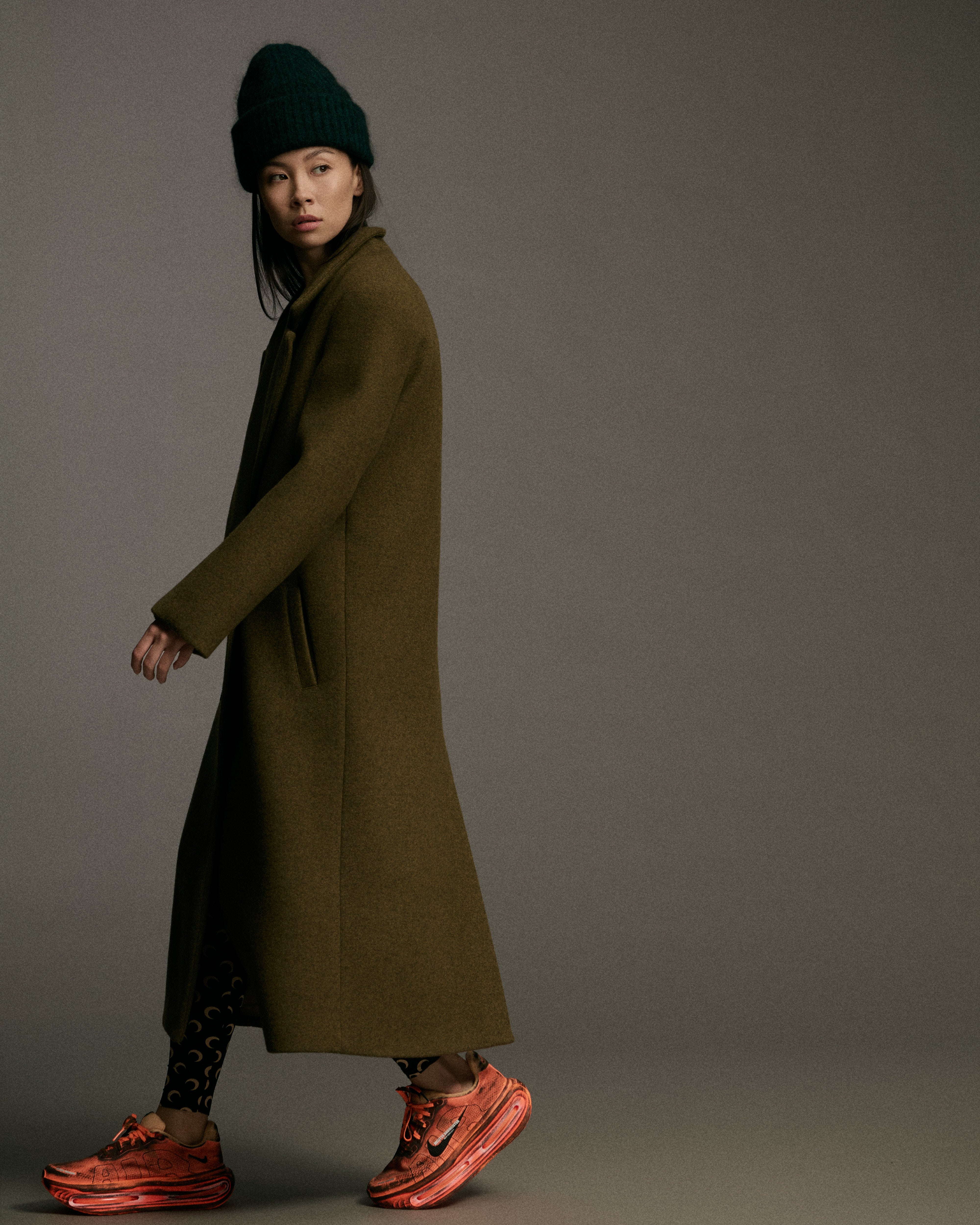 Double Breasted Wool Blend Overcoat | Olive Melange