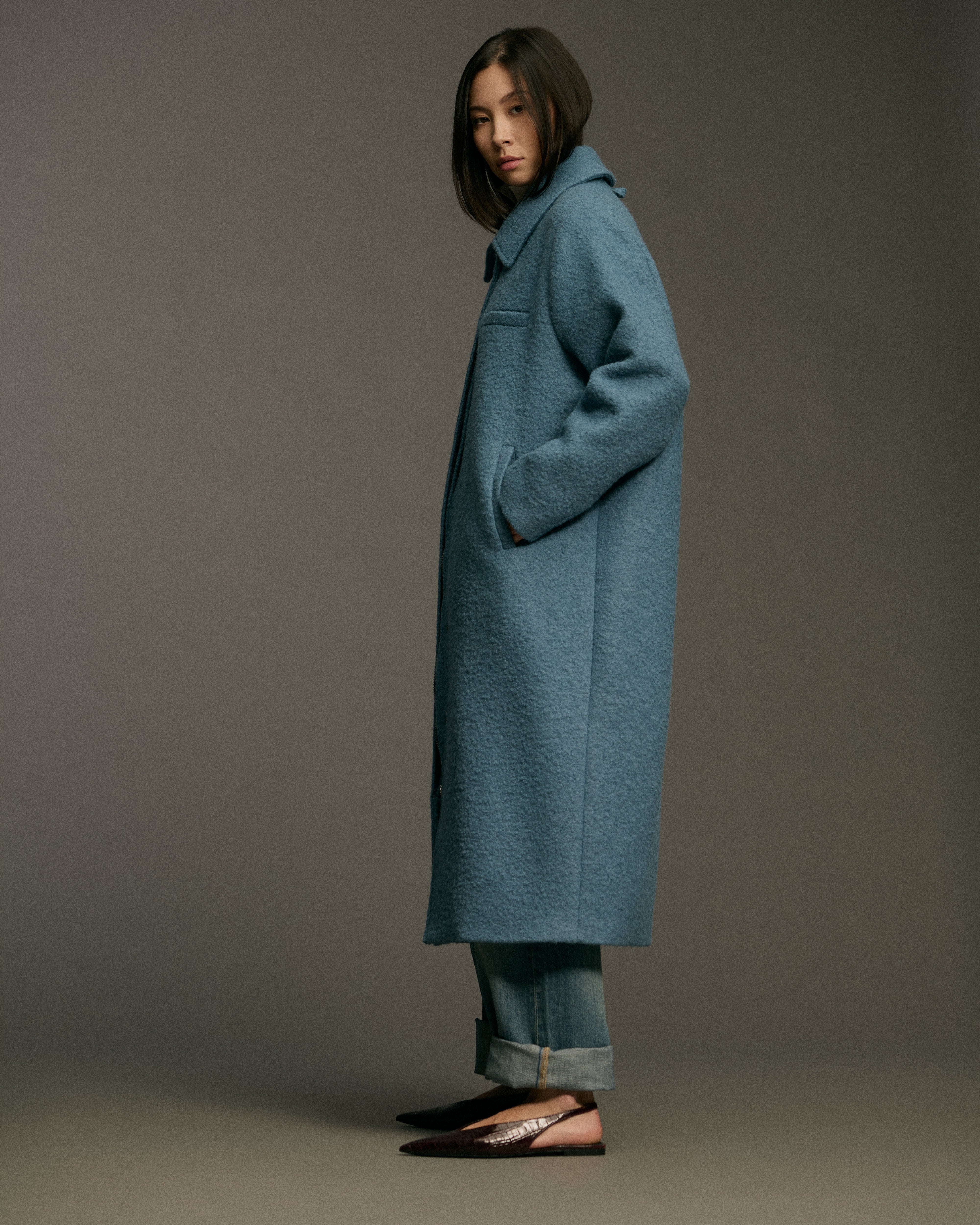 Collar Zip Curve | Med Blue - Premium Alpaca