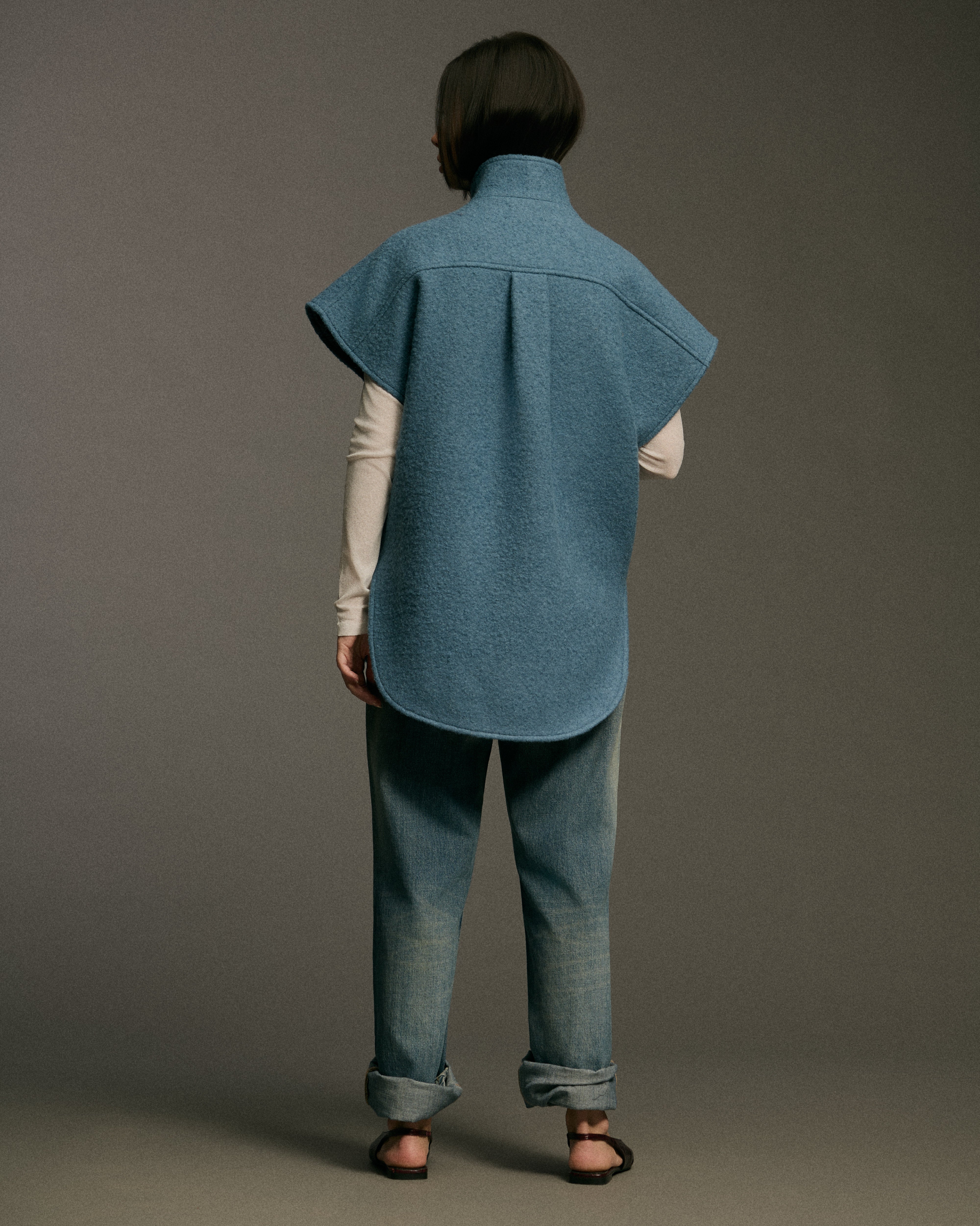 Mohair Metal Zip Vest | Med Blue