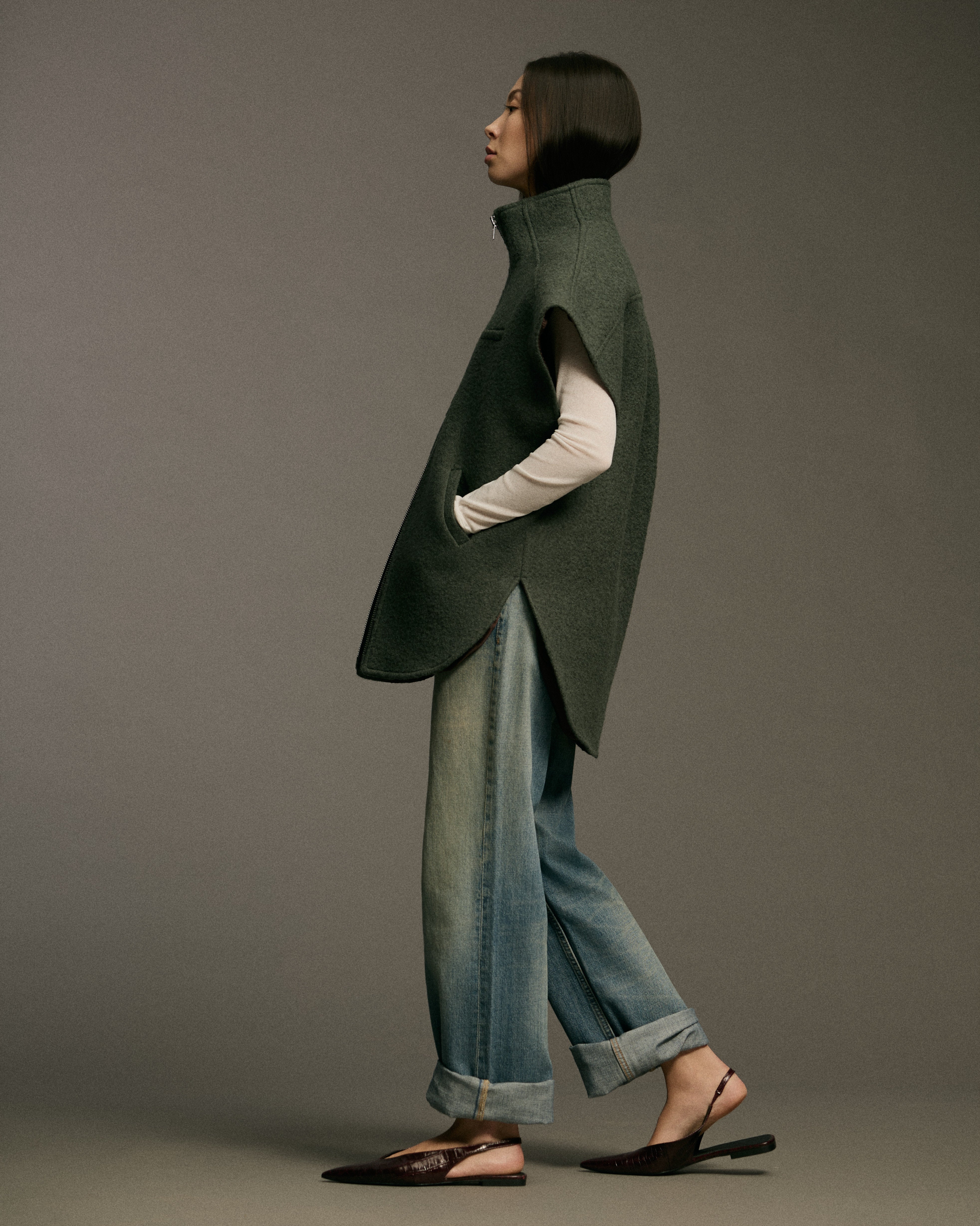 Mohair Metal Zip Vest | Sea Green