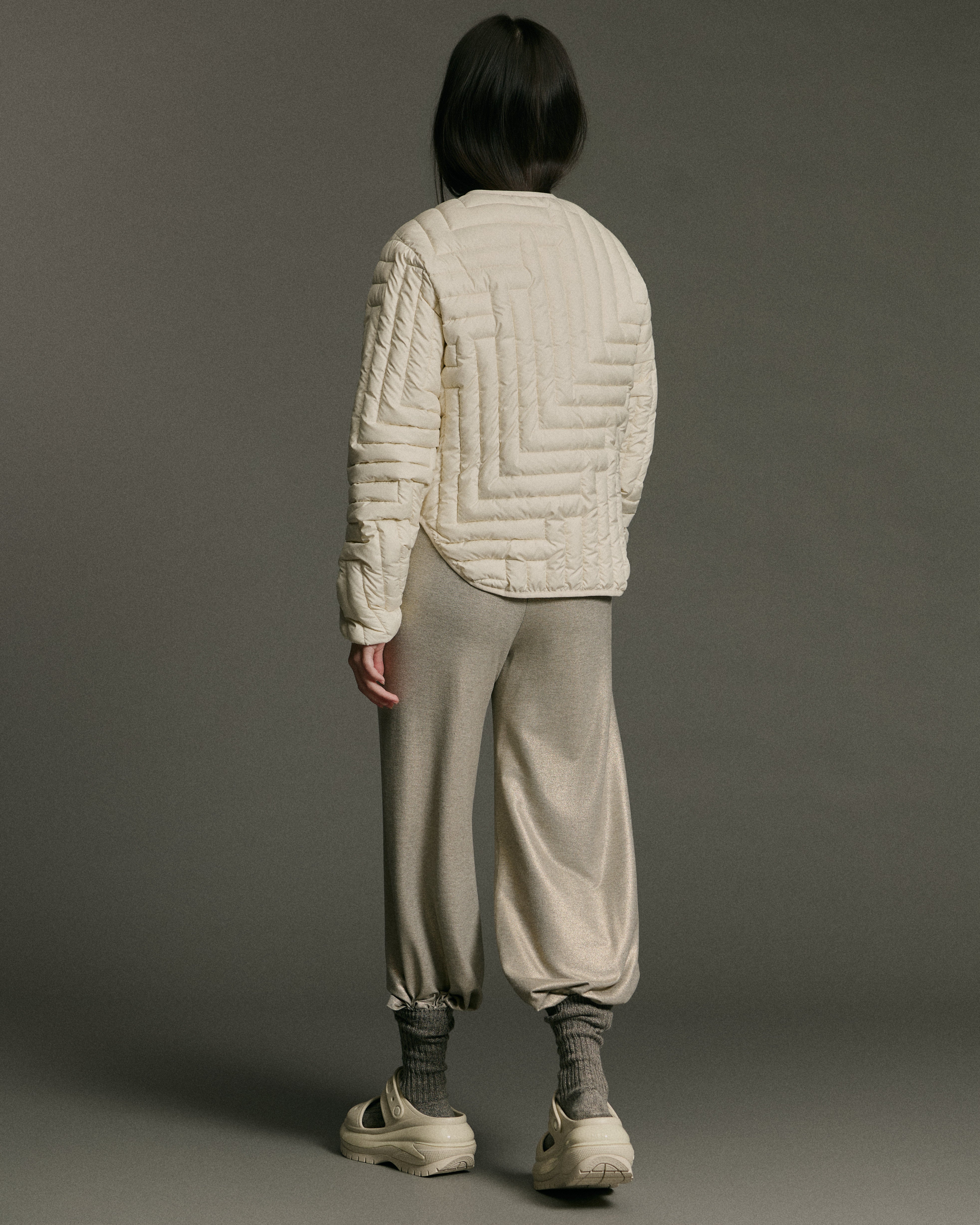 L Chev Bomber Reversible | Warm White & Putty
