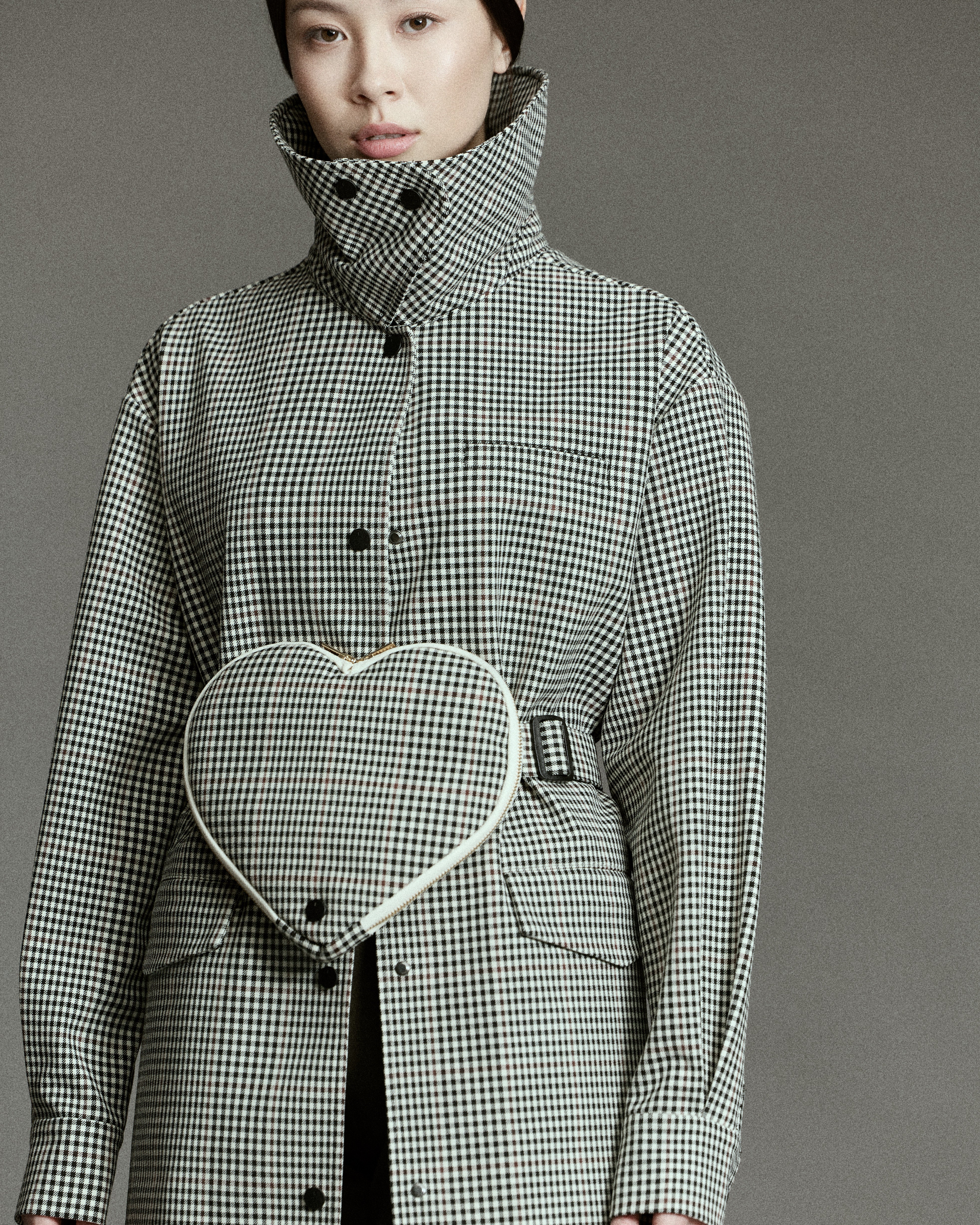 Plaid Heart Cross Body Bag